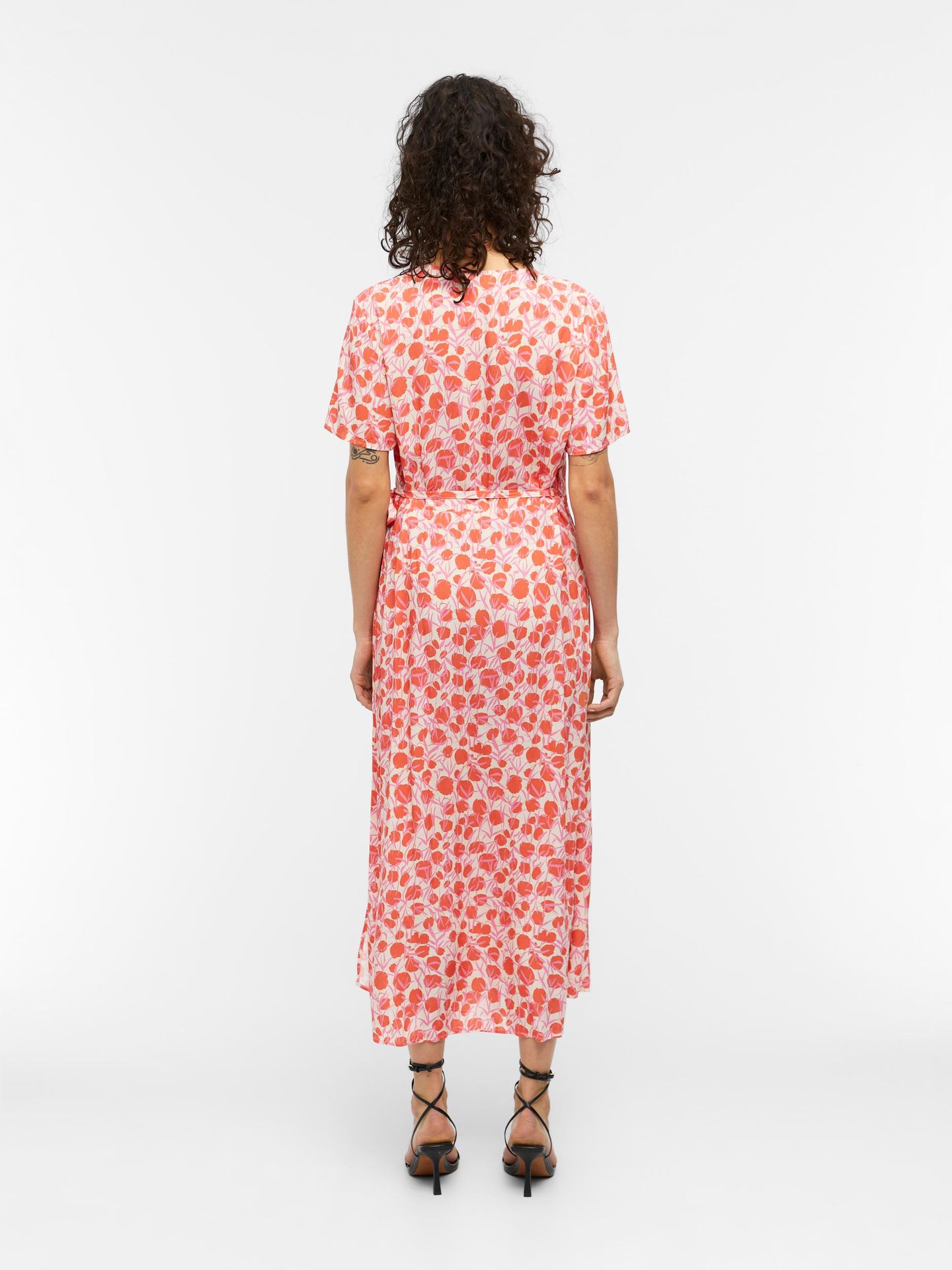 Object OBJEMA ELISE S/S LONG WRAP DRESS NO Sandshell/Hot coral/w. orchid flowe 2900140360010