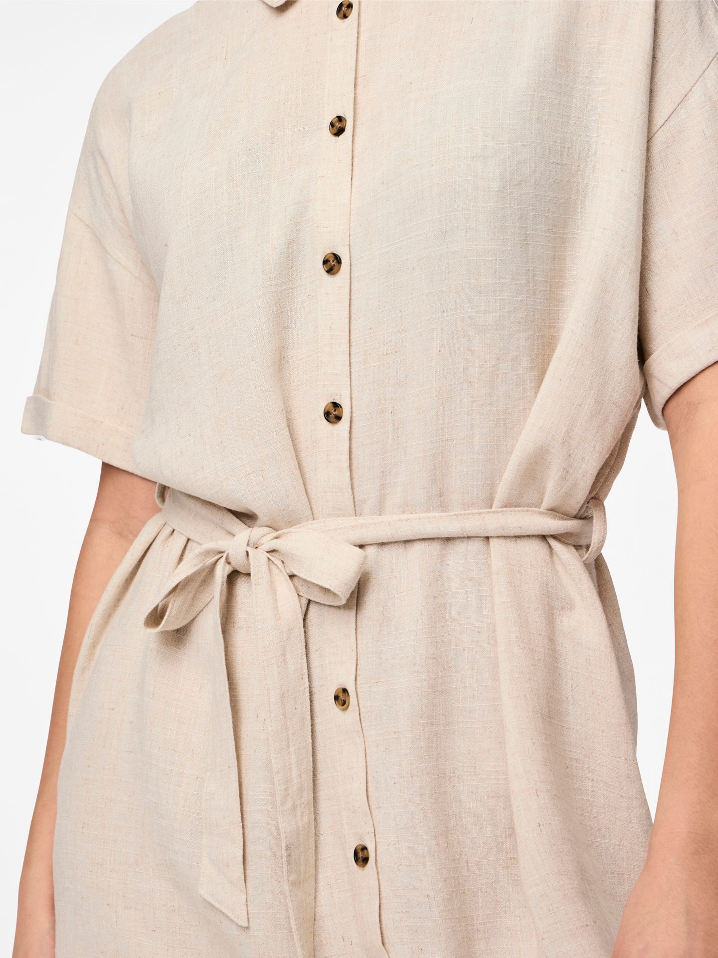 Pieces PCVINSTY SS LINEN SHIRT DRESS NOOS Oatmeal 2900146026057
