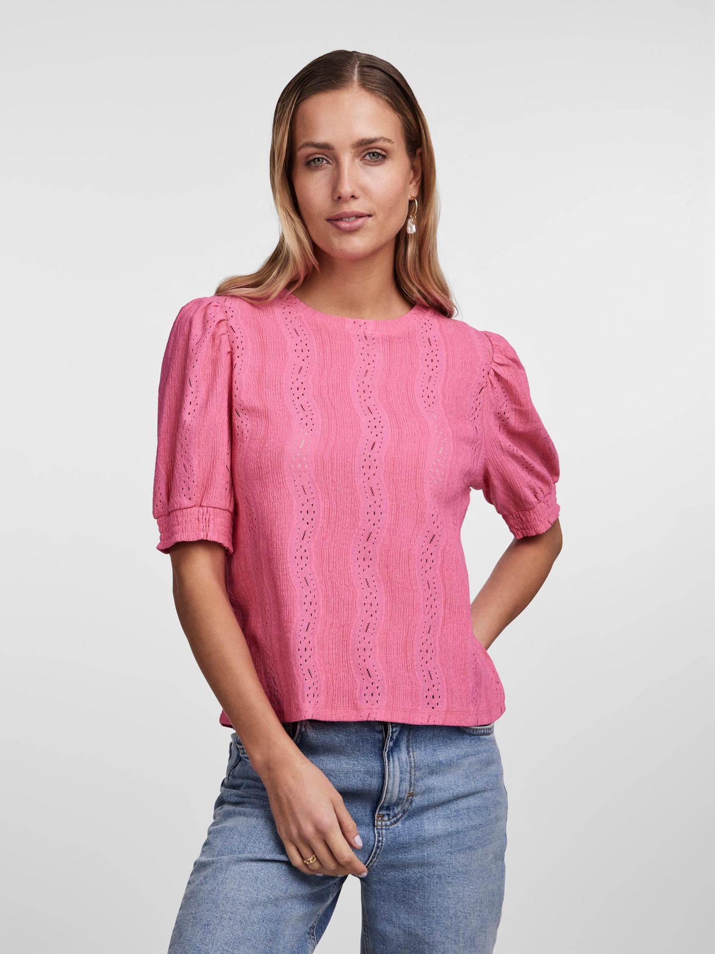 Pieces PCLAYLA 2/4 TOP Shocking Pink 2900140400013 Pieces PCLAYLA 2/4 TOP Shocking Pink 2900140400013