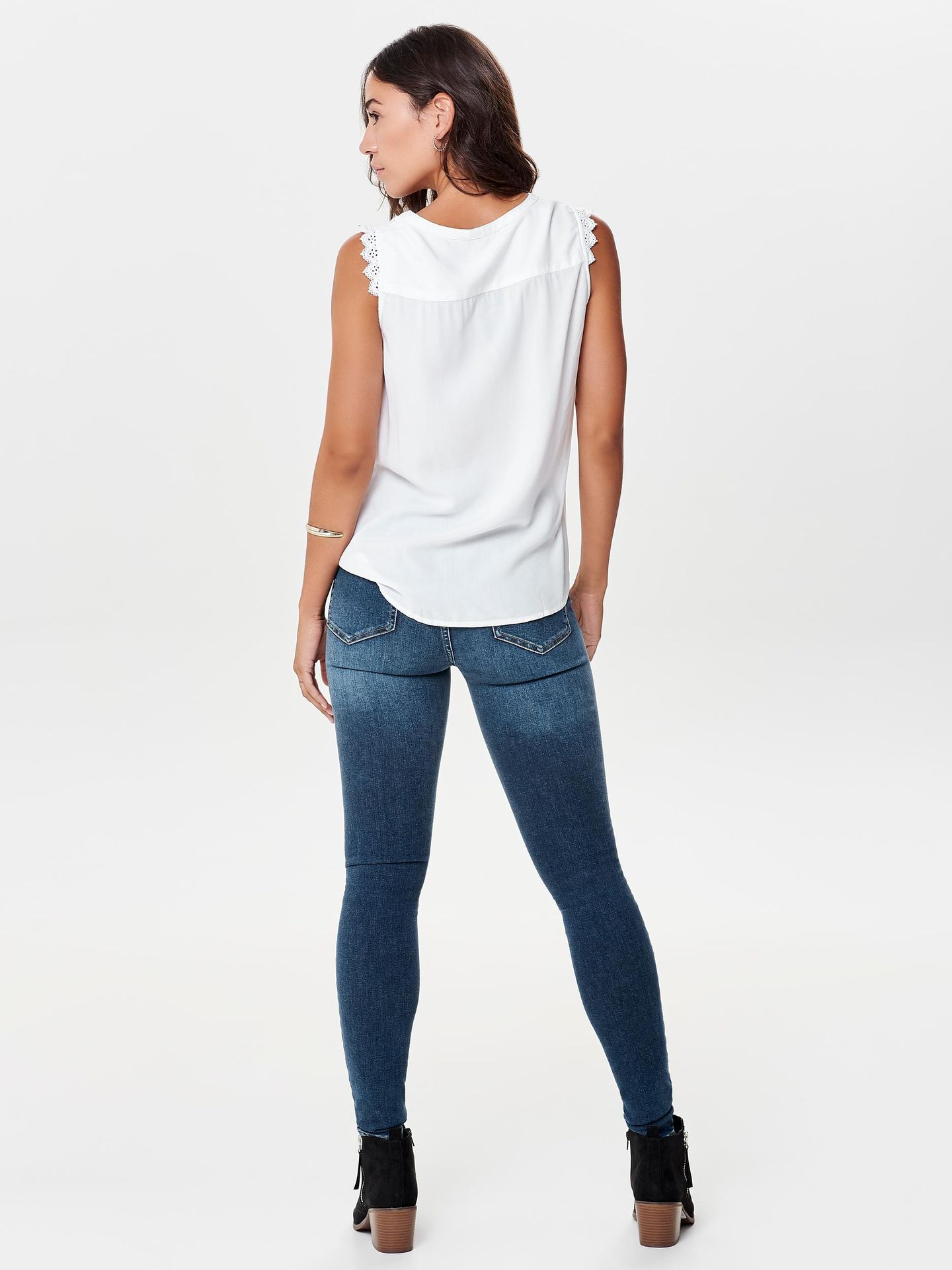 Only ONLKIMMI S/L TOP WVN NOOS White 2900140494012