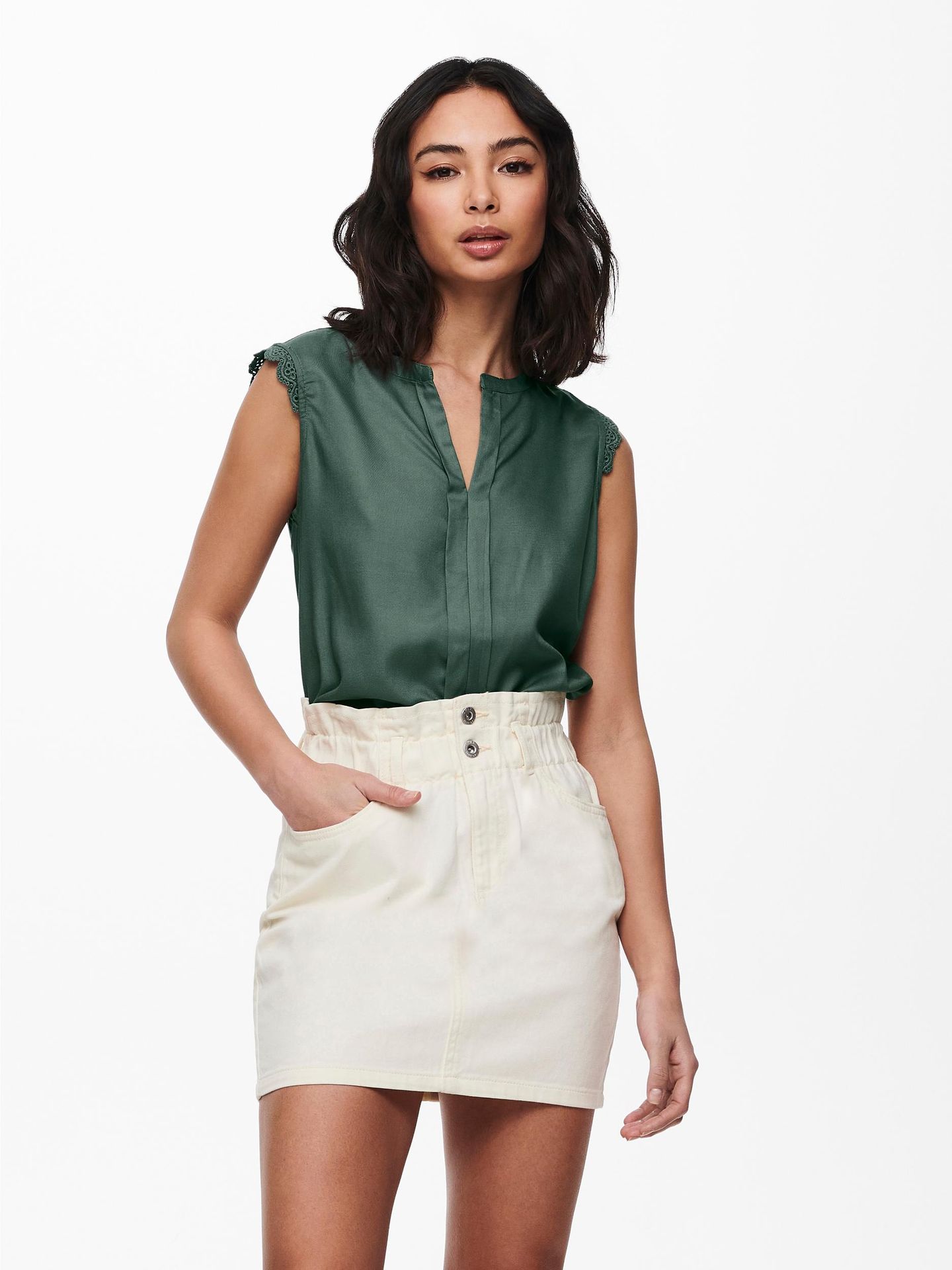 Only ONLKIMMI S/L TOP WVN NOOS Balsam Green 2900140495026