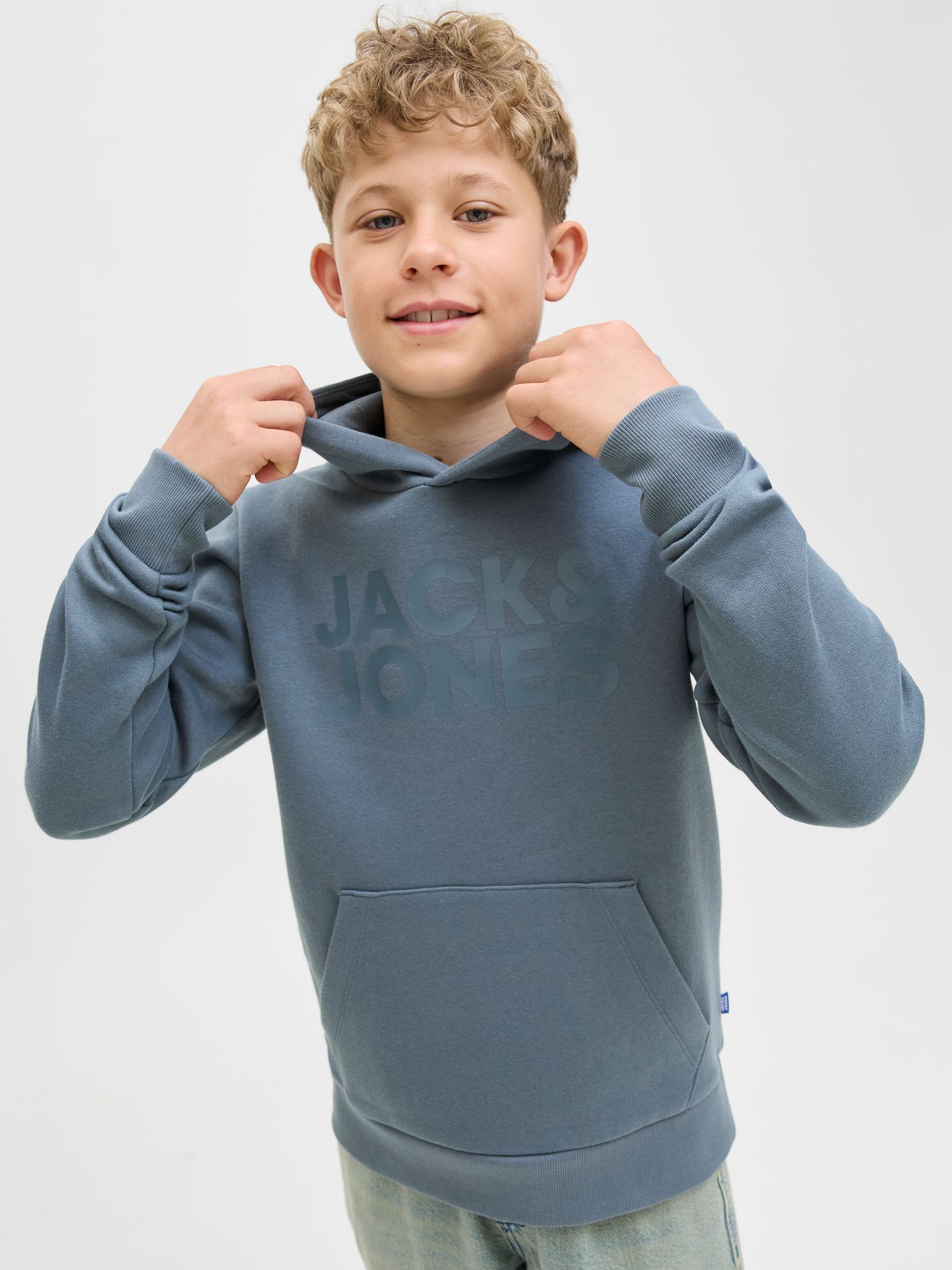 Jack & Jones JJECORP LOGO SWEAT HOOD NOOS JNR Stormy Weather/BIG TONAL 2900152541032