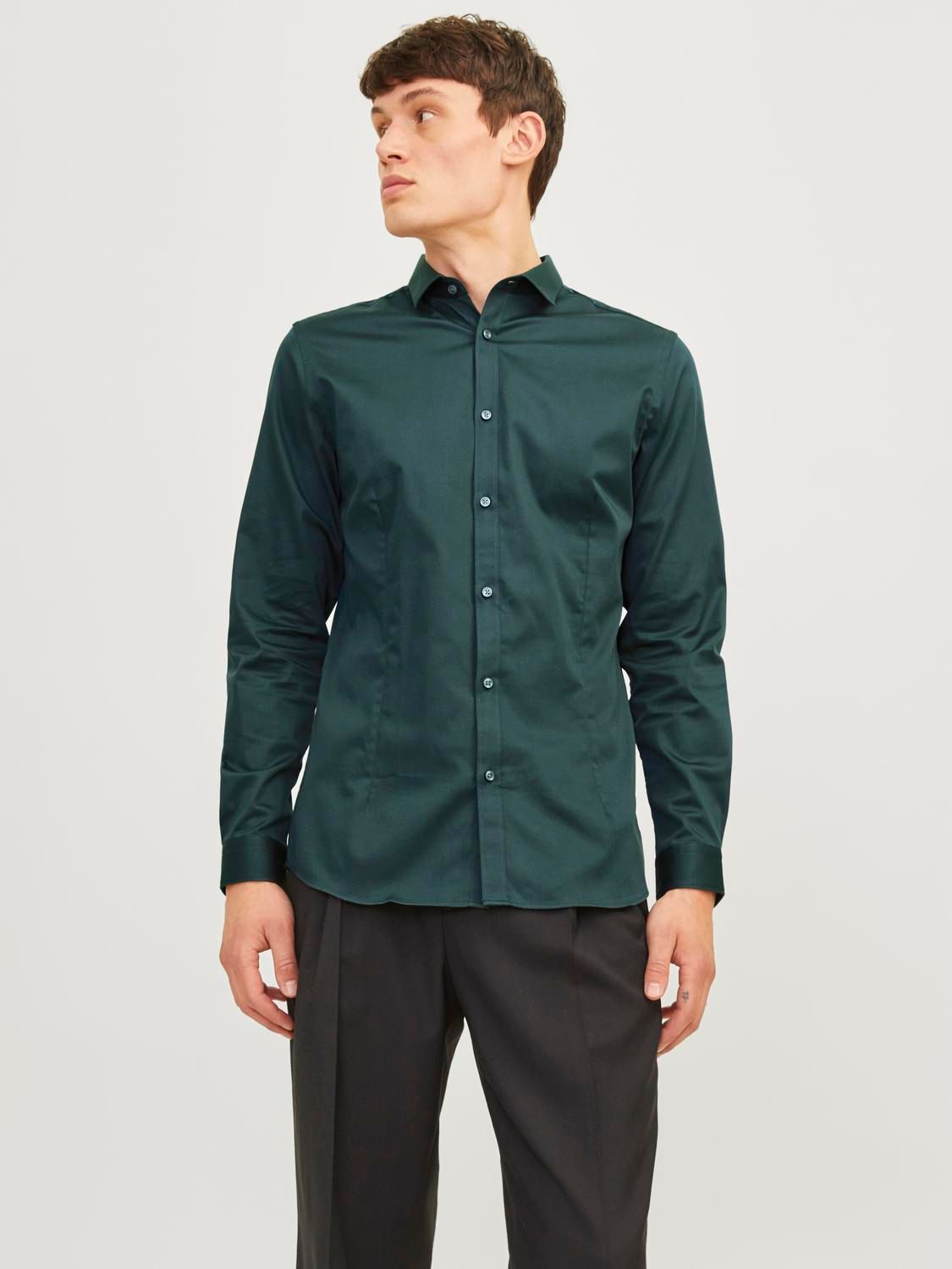 Jack & Jones JJPRPARMA SHIRT L/S NOOS Darkest Spruce/SUPER SLIM 00104792-EKA26011400002431