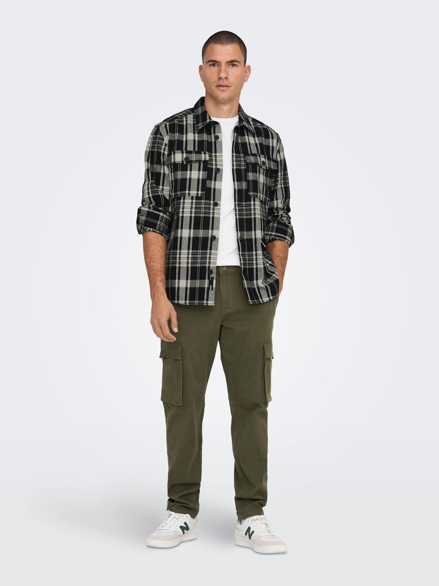 Only & Sons ONSMILO OVR CTN CHECK LS SHIRT NOOS Black 2900140639048 Only & Sons ONSMILO OVR CTN CHECK LS SHIRT NOOS Black 2900140639048