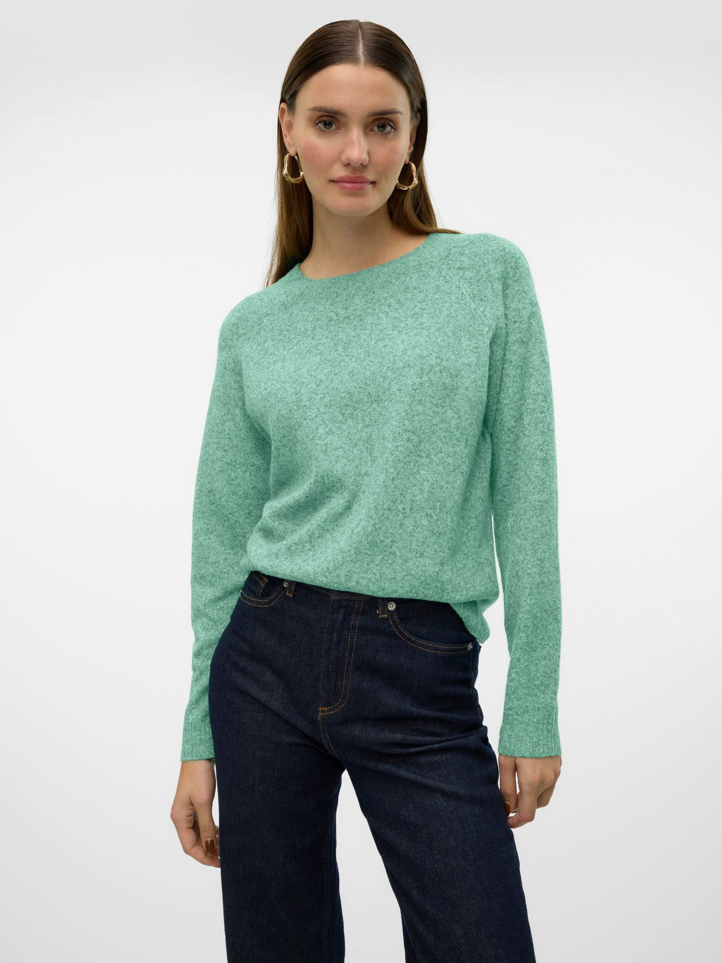 Vero Moda VMDOFFY LS O-NECK BLOUSE GA NOOS Birds Egg Green/MELANGE 00104852-EKA26011400002590