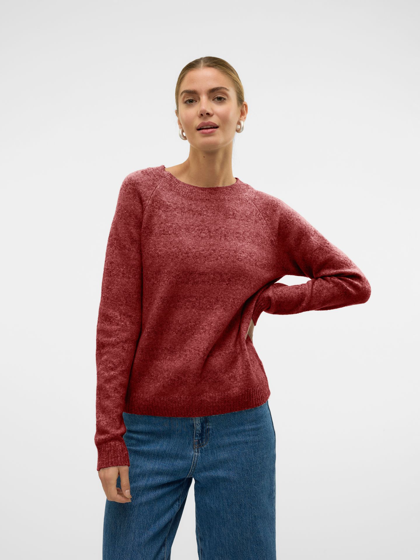 Vero Moda VMDOFFY LS O-NECK BLOUSE GA NOOS Syrah/W. WHITE MELANGE 00104852-EKA26011400003064