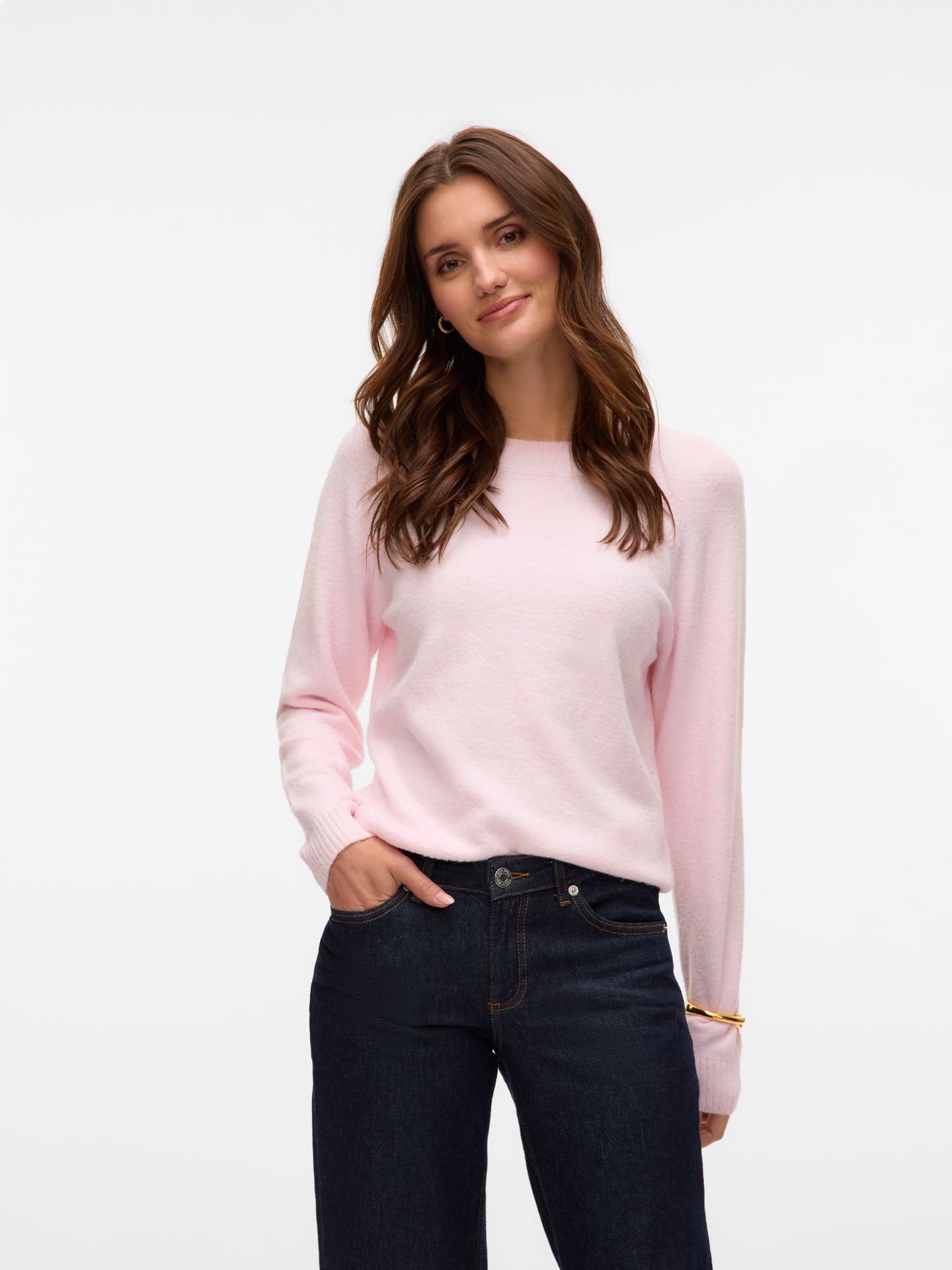 Vero Moda VMDOFFY LS O-NECK BLOUSE GA NOOS Pink-A-Boo/MELANGE 2900162195065
