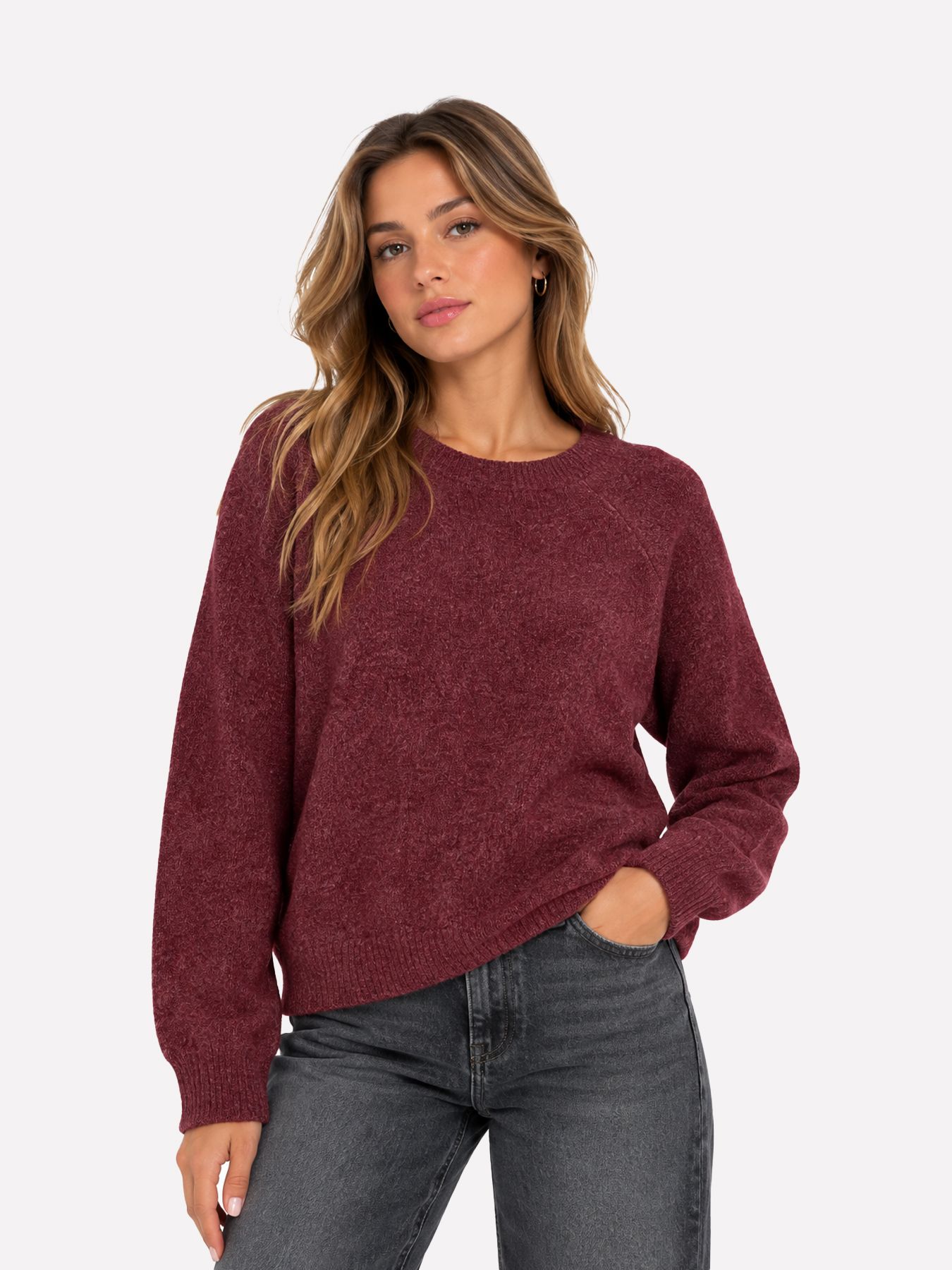 Vero Moda VMDOFFY LS O-NECK BLOUSE GA NOOS Windsor Wine/(CL062) W. SILVER SEQU 00104852-EKA26011400003753