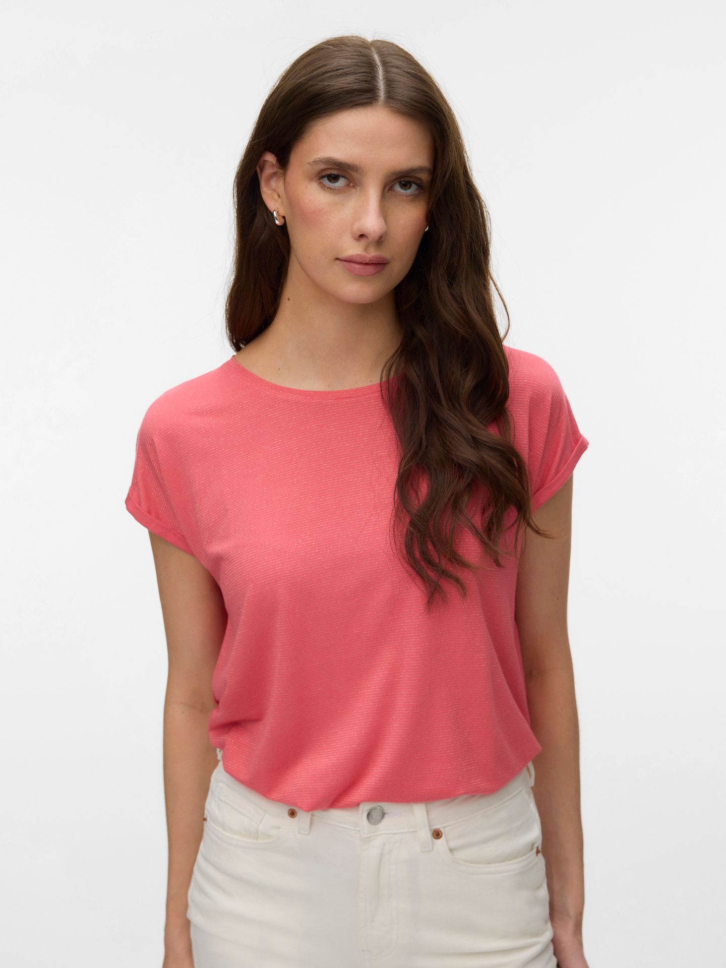 Vero Moda VMLAVA PLAIN SS TOP LUREX STRIP GA Coral Paradise/GOLD LUREX 00104853-EKA26011400003277