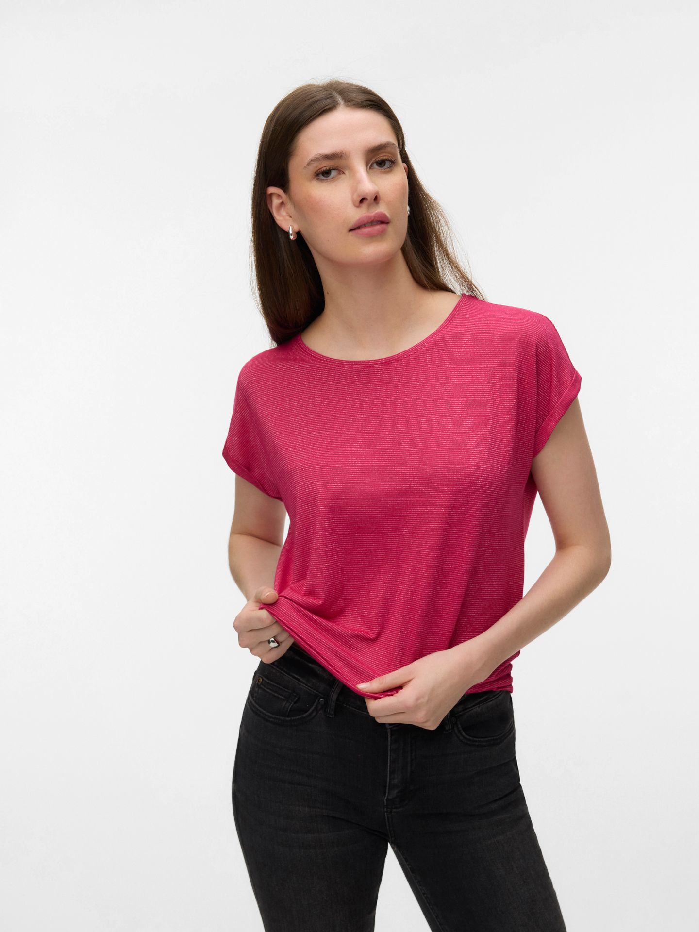 Vero Moda VMLAVA PLAIN SS TOP LUREX STRIP GA Jazzy/SILVER LUREX 00104853-EKA26011400003279