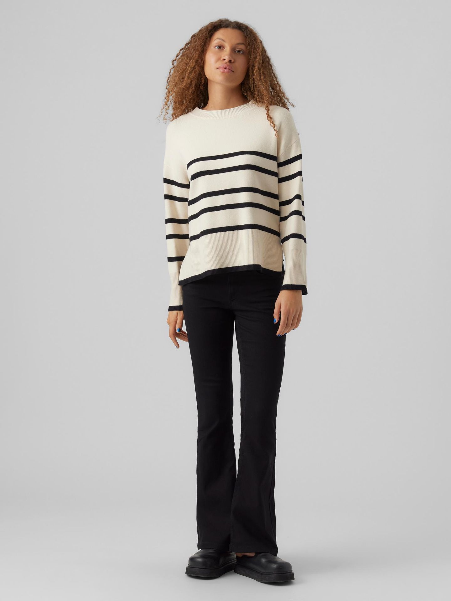 Vero Moda VMSABA LS O-NECK STRIPE PULLOVER GA Birch/Dicte 2900140805054