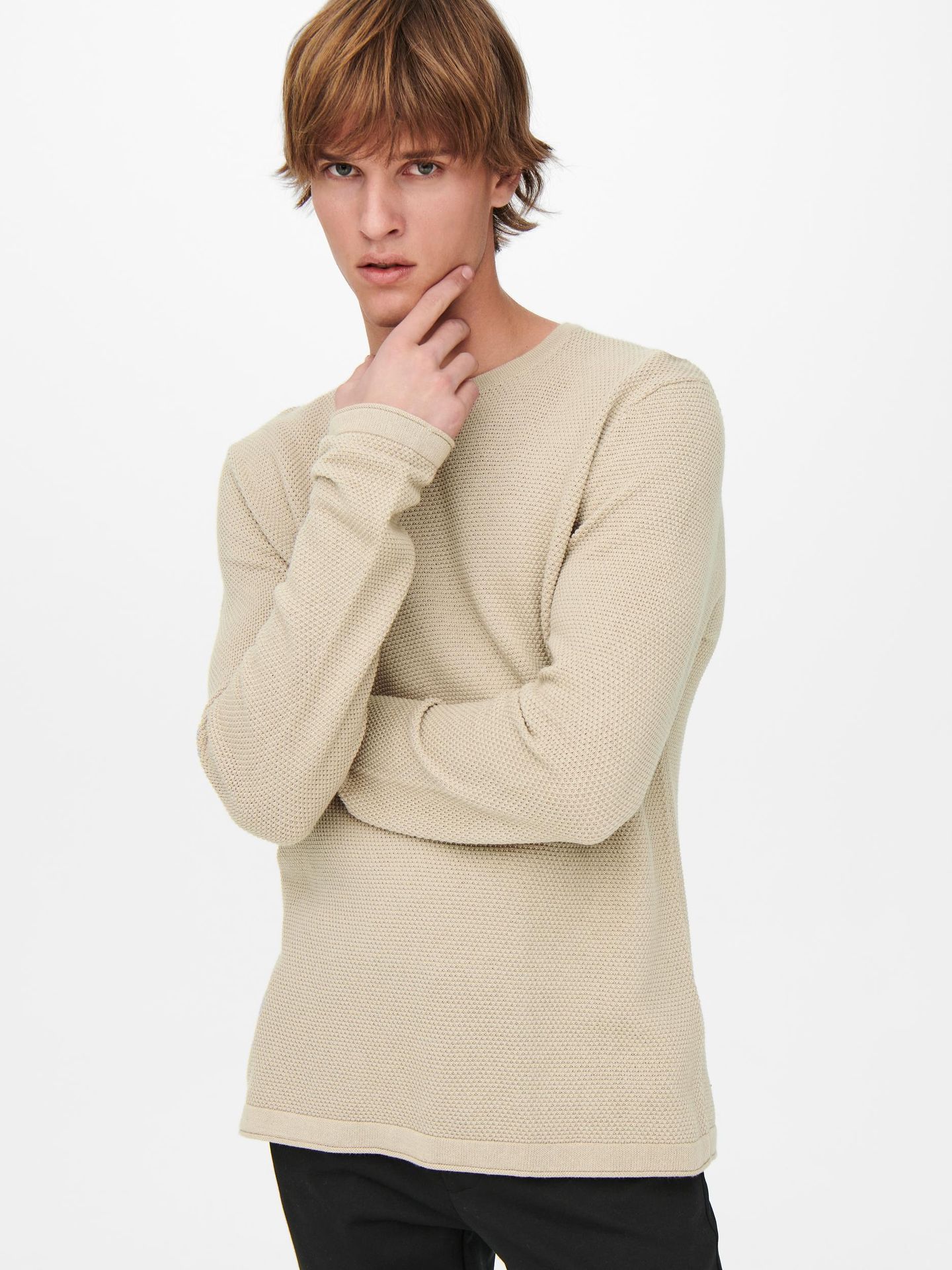 Only & Sons ONSPANTER REG 12 STRUC CREW KNIT NO Silver Lining 2900140906041