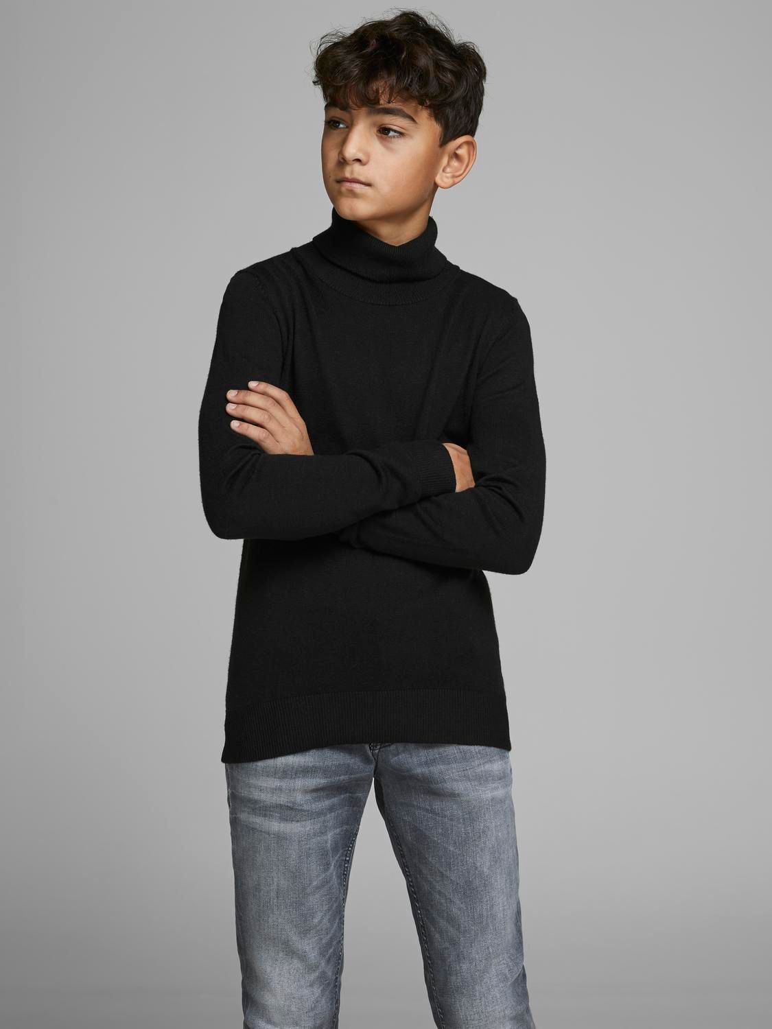 Jack & Jones JJEEMIL KNIT ROLL NECK JNR Black 2900140914022