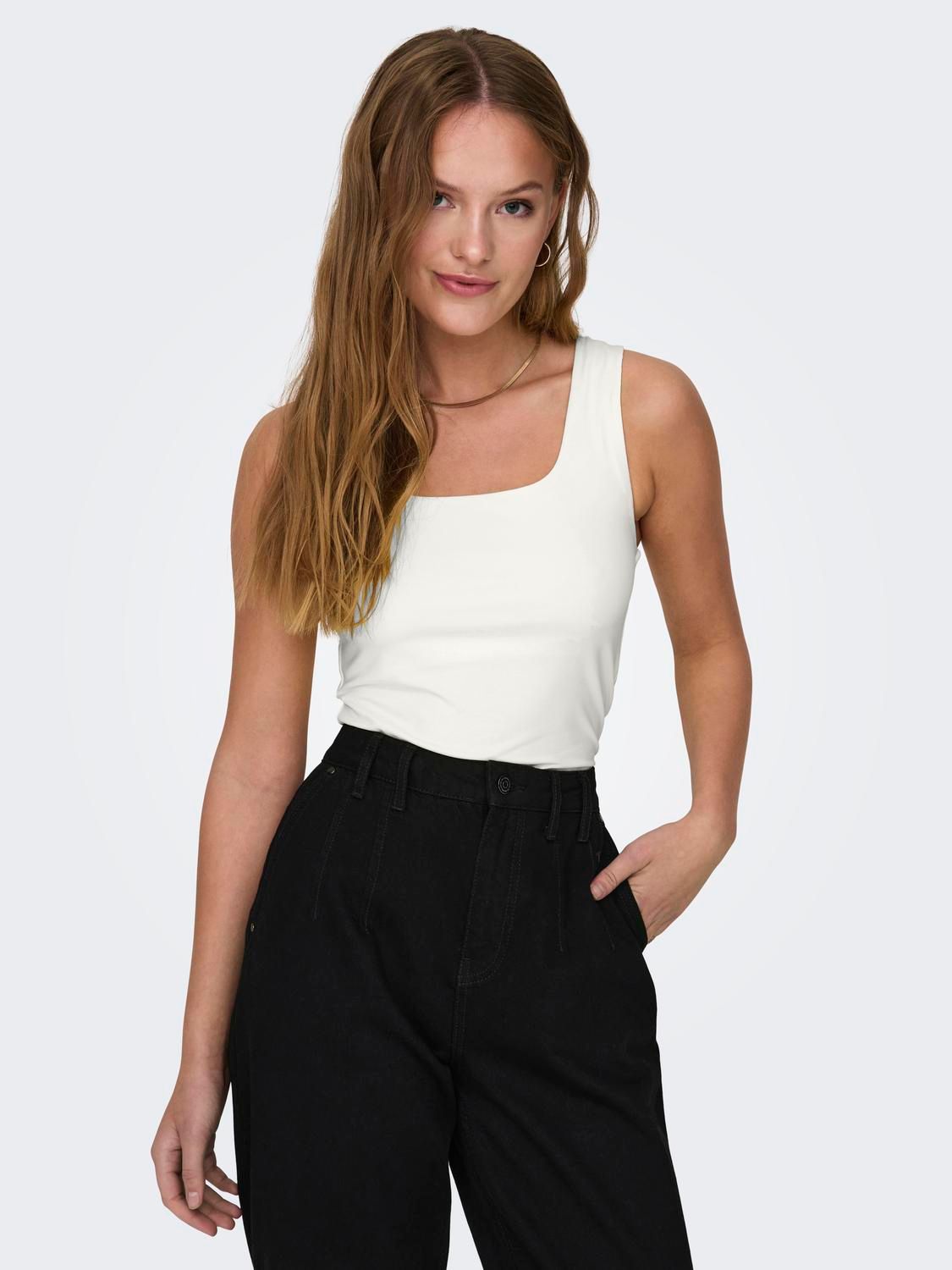 Only ONLEA S/L 2-WAYS FIT TOP JRS NOOS Cloud Dancer 2900145627019