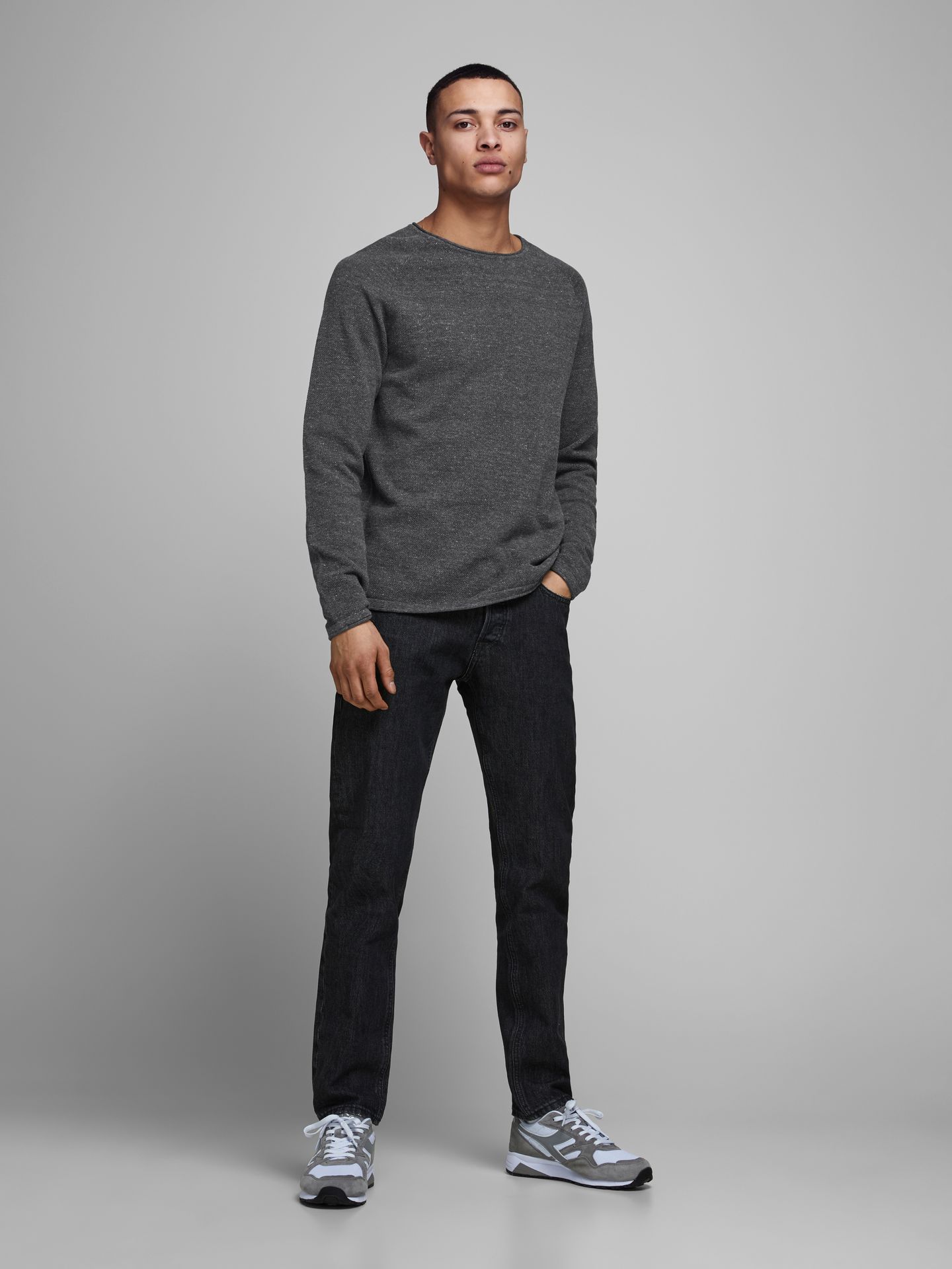 Jack & Jones JJEHILL KNIT CREW NECK NOOS Dark Grey Melange 2900140928029