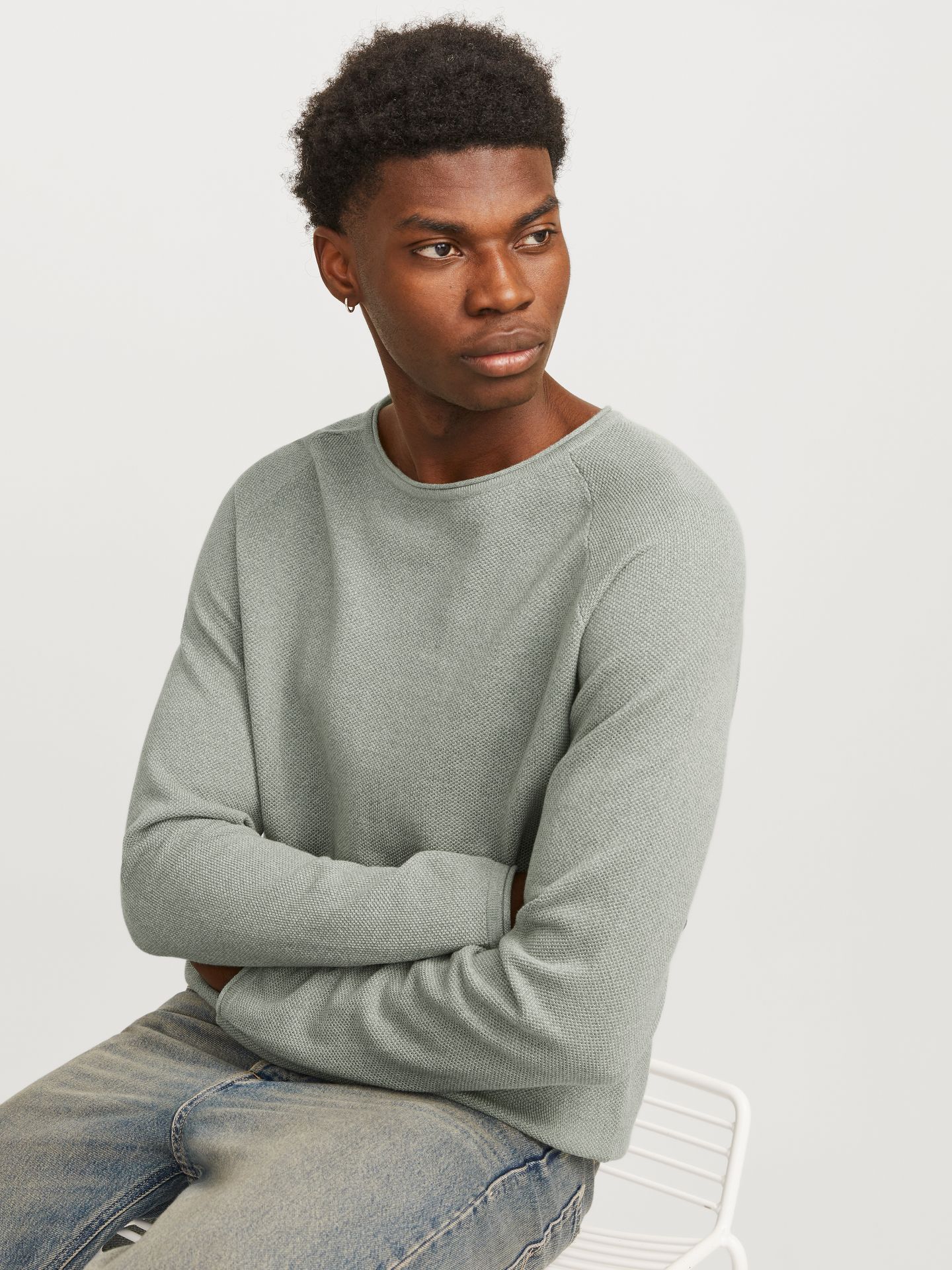Jack & Jones JJEHILL KNIT CREW NECK NOOS Iceberg Green/Twist 2900152525056