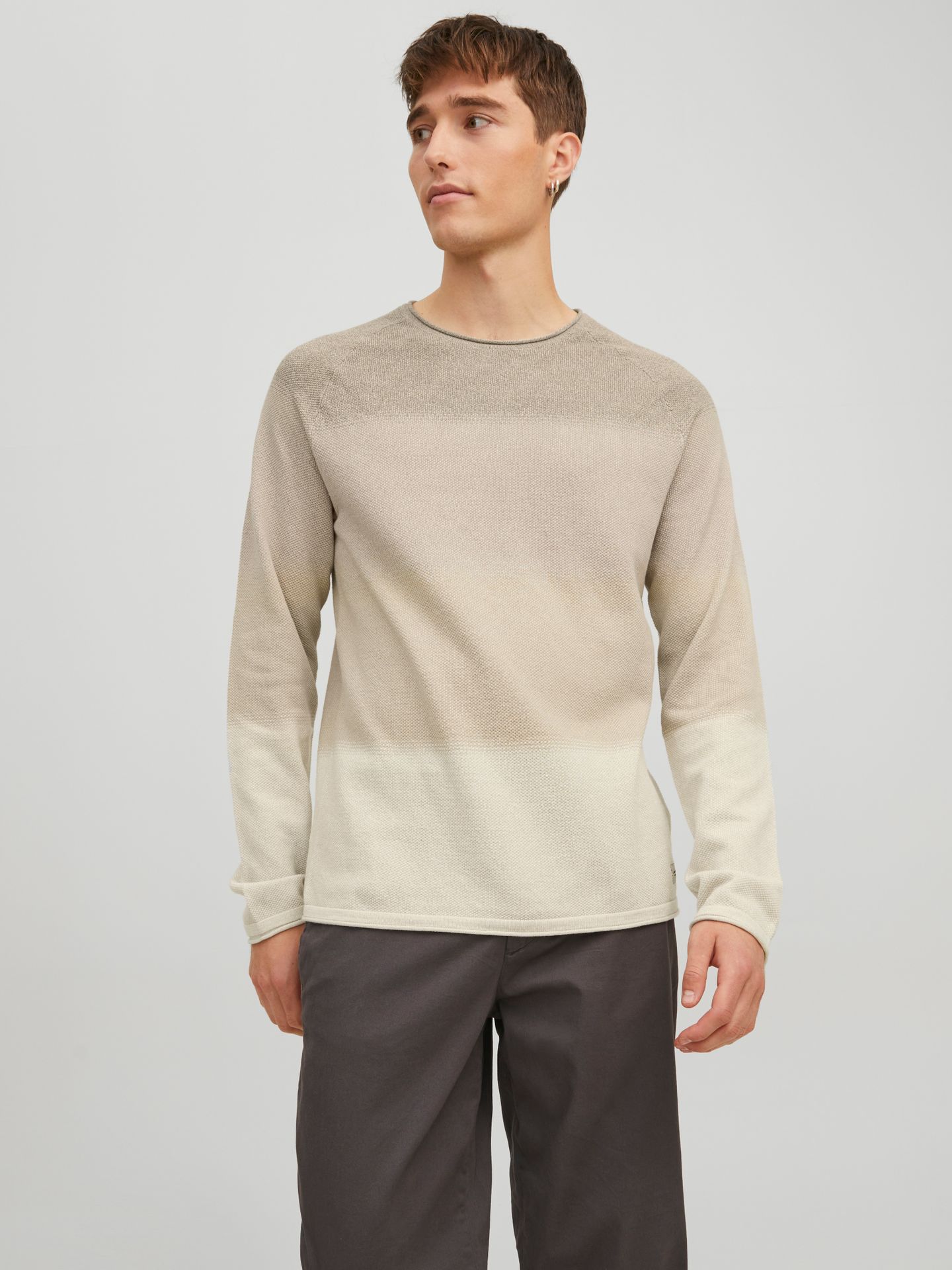 Jack & Jones JJEHILL KNIT CREW NECK NOOS Oatmeal/Gradient 2900160497024