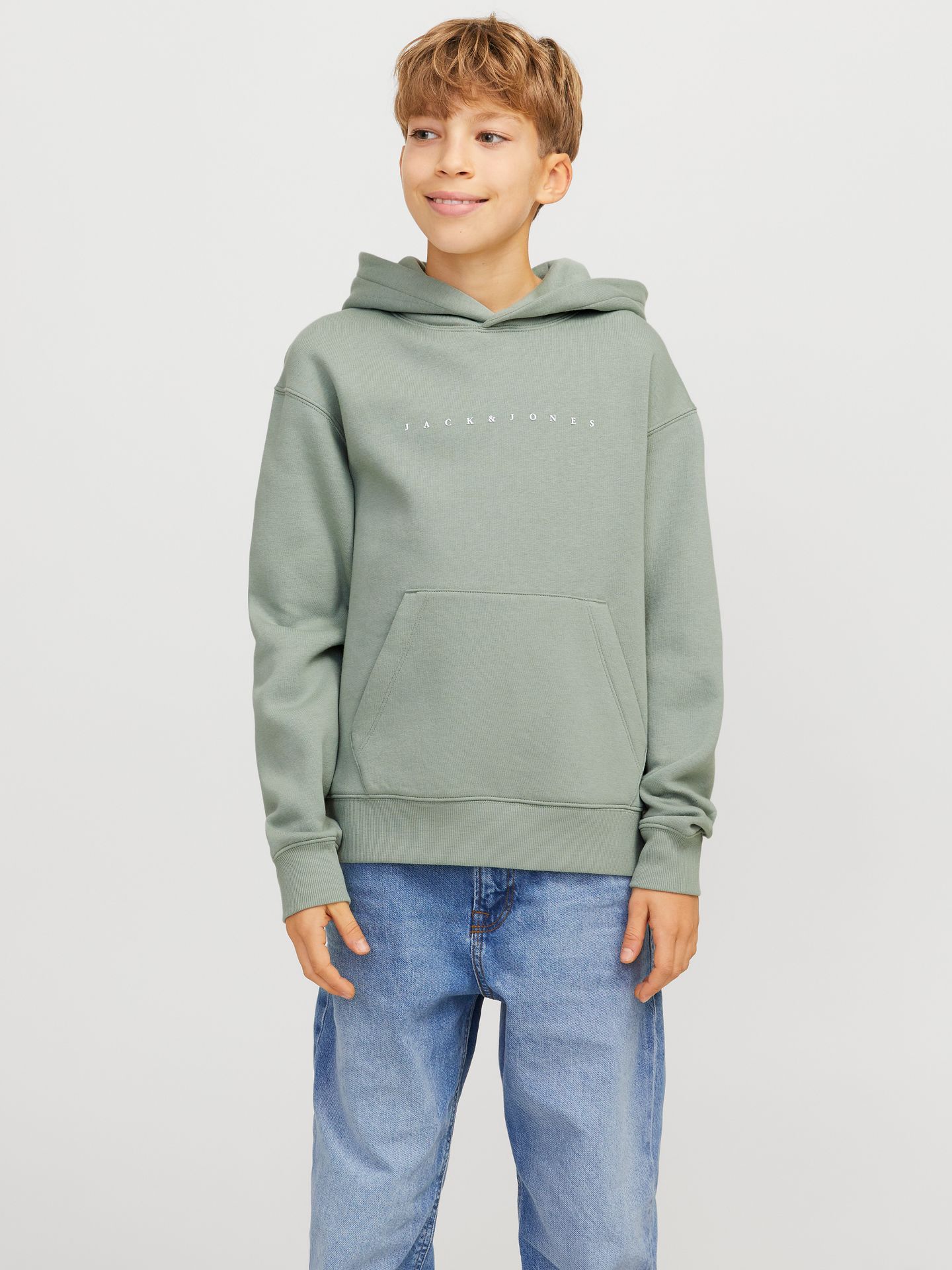 Jack & Jones JJESTAR JJ SWEAT HOOD NOOS JNR Iceberg Green 2900152522031