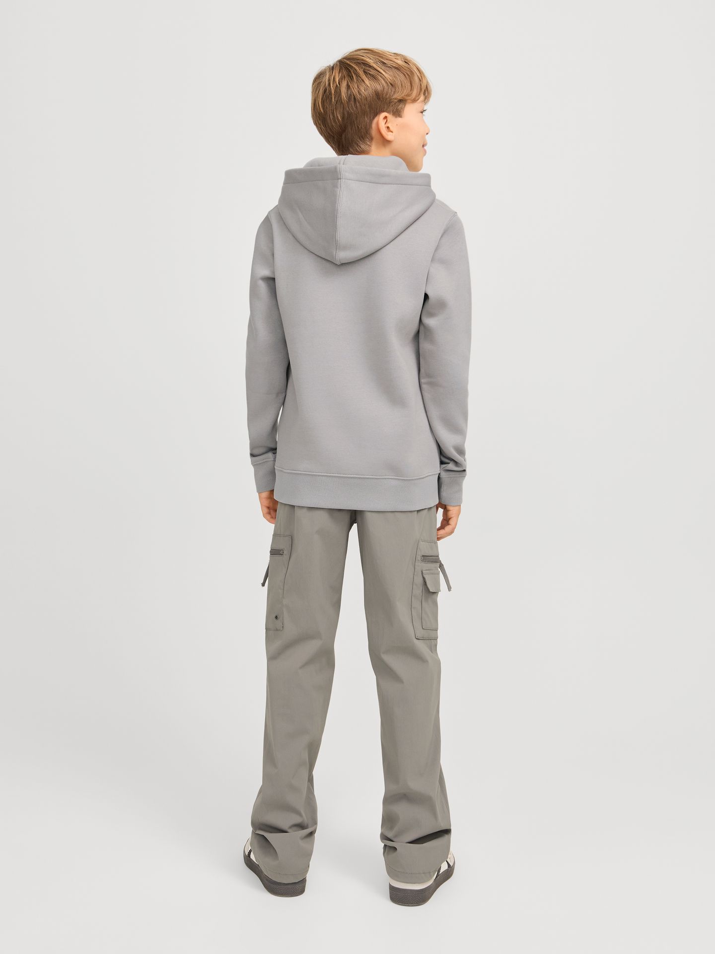 Jack & Jones JJESTAR JJ SWEAT HOOD NOOS JNR Ultimate Grey/White 2900152531057