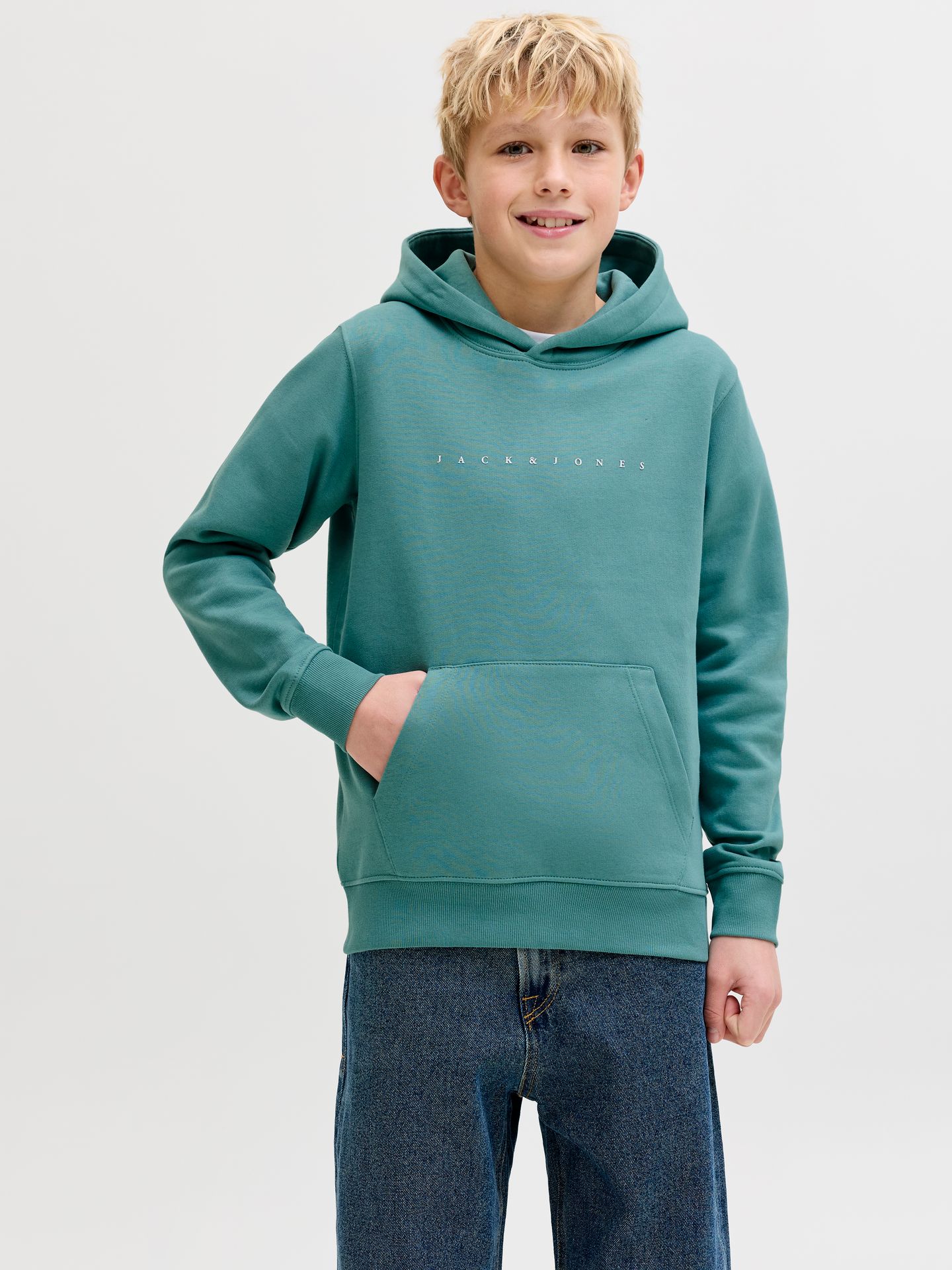 Jack & Jones JJESTAR JJ SWEAT HOOD NOOS JNR Mineral Blue 2900162607056