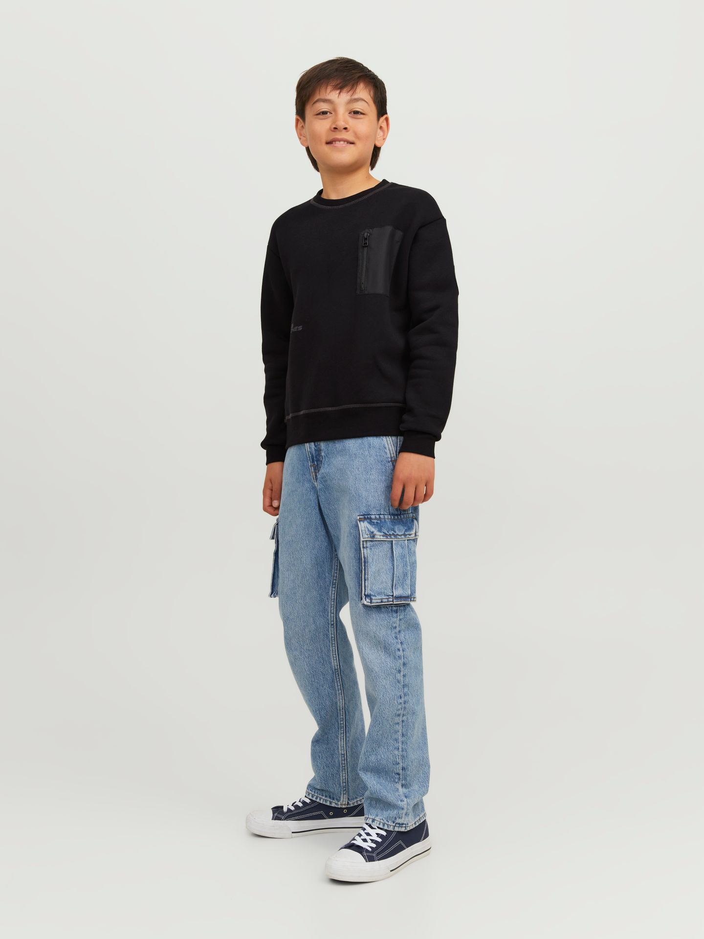 Jack & Jones JCOOFF POCKET SWEAT CREW NECK JNR Black/Black & Black 2900140942049