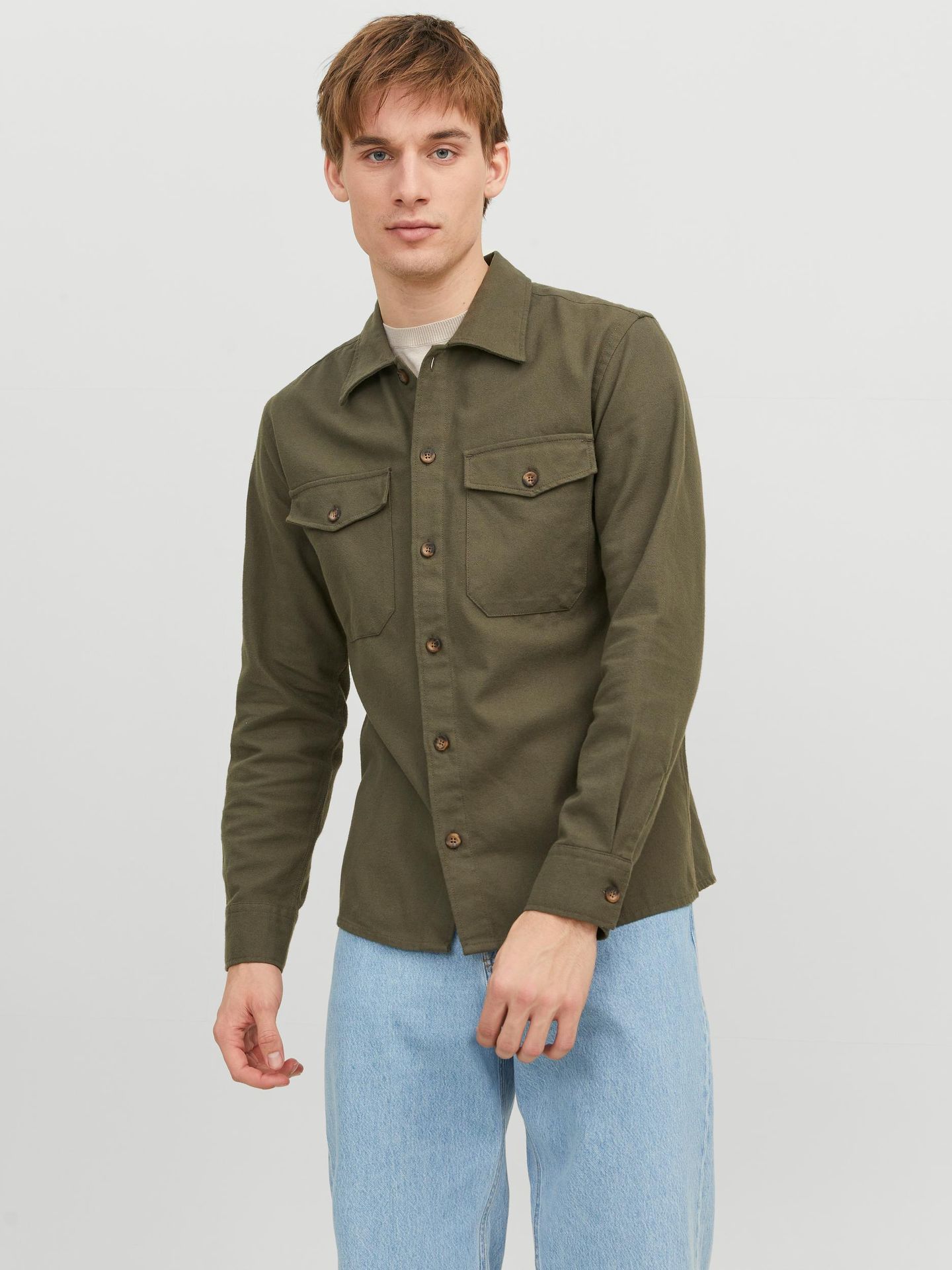 Jack & Jones JJEEDDIE OVERSHIRT LS NOOS Dusty Olive/SOLID 2900140949017