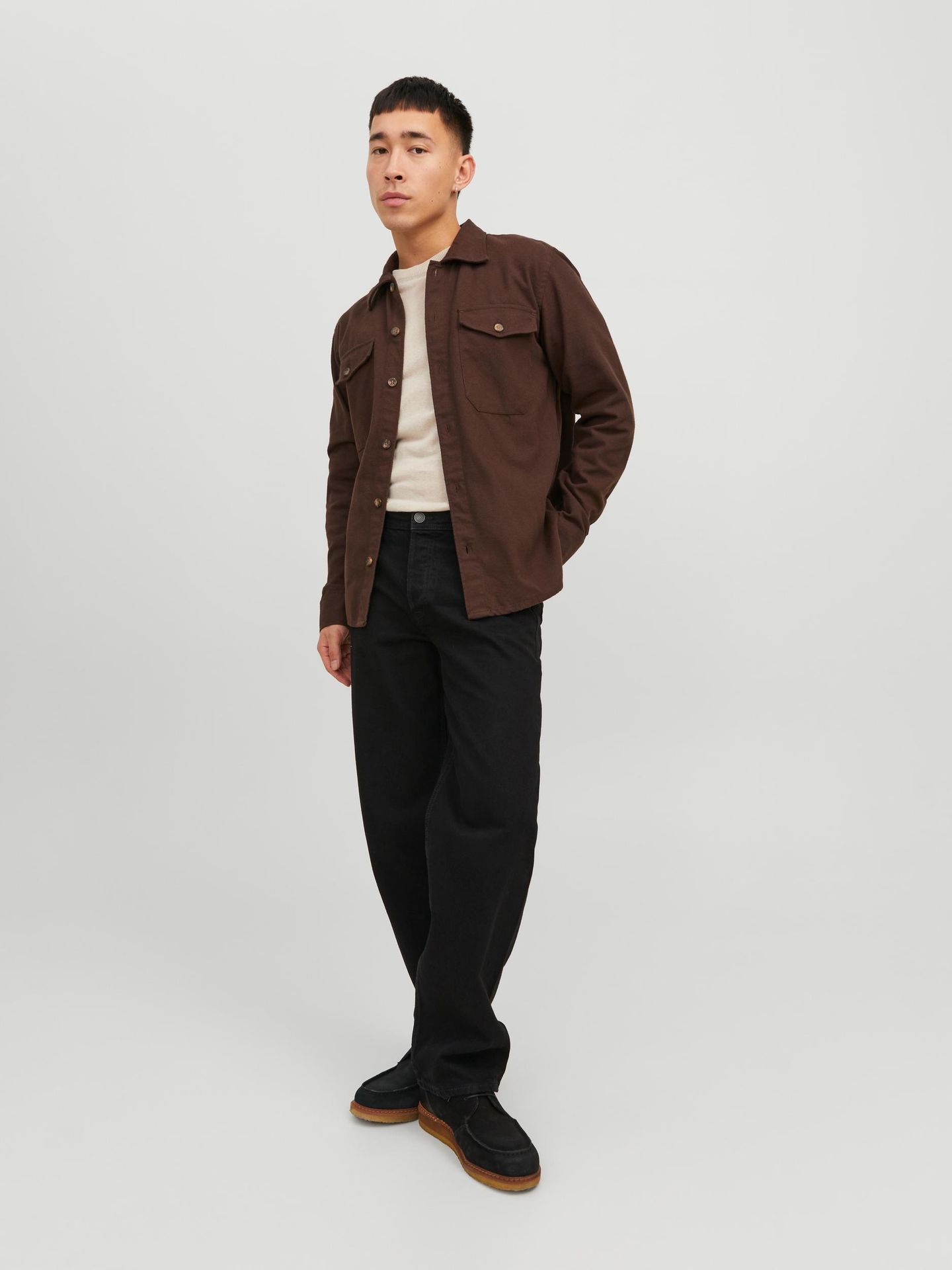Jack & Jones JJEEDDIE OVERSHIRT LS NOOS Seal Brown/SOLID 2900140955025