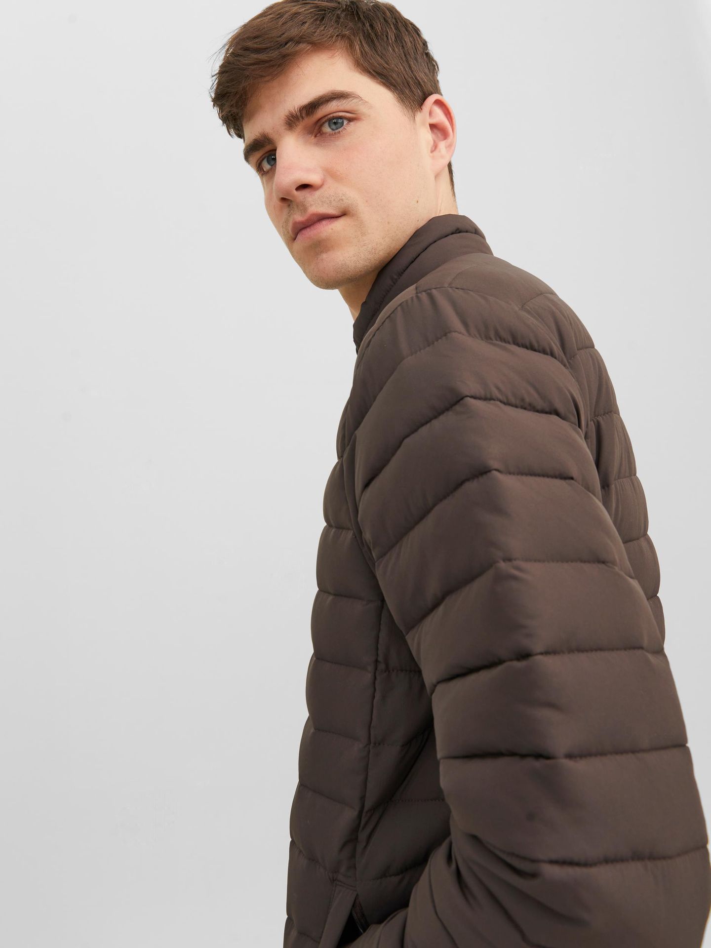 Jack & Jones JJERECYCLE PUFFER COLLAR NOOS Seal Brown 2900140954042