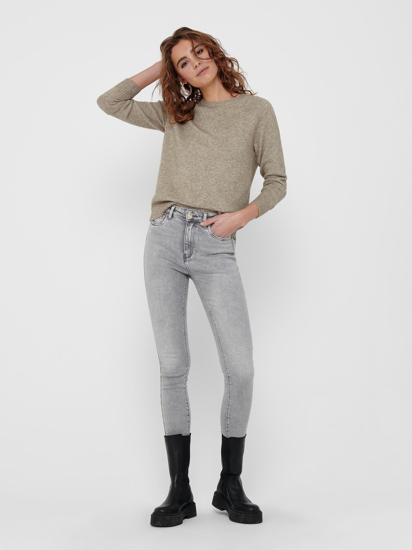 Only ONLLESLY KINGS L/S PULLOVER KNT NOO Beige/W. MELANGE 2900141098011