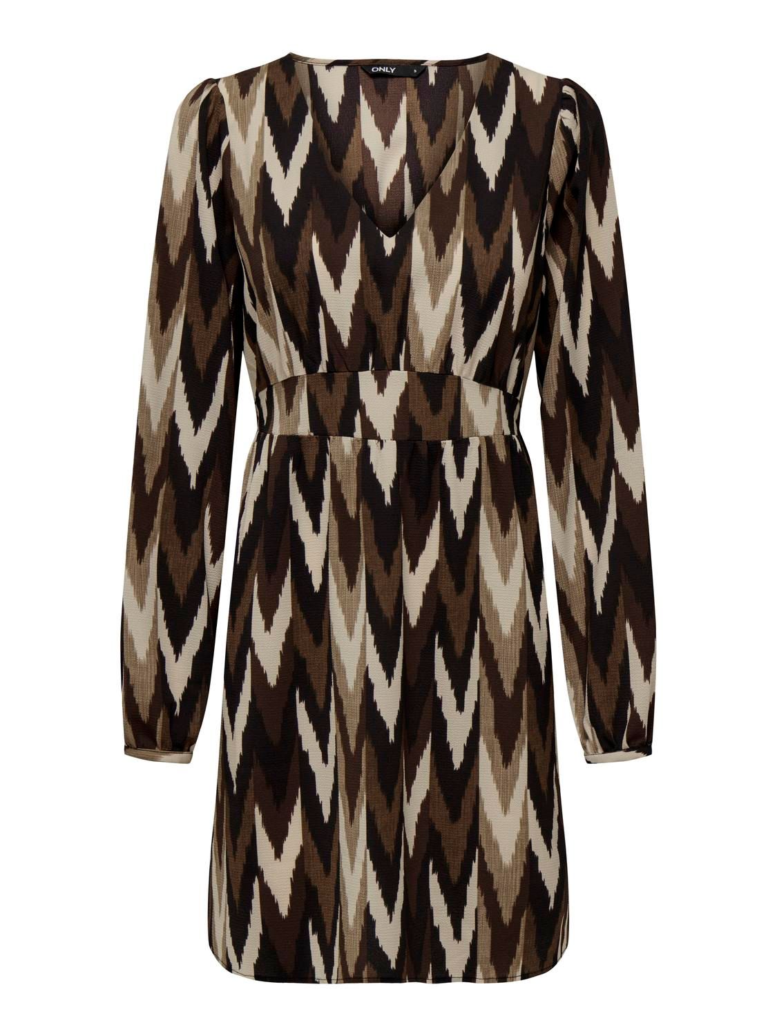 Only ONLNOVA LUX L/S SIRI DRESS AOP PTM Rum Raisin/457 Earthy zigzag 00105069-EKA26011400001918
