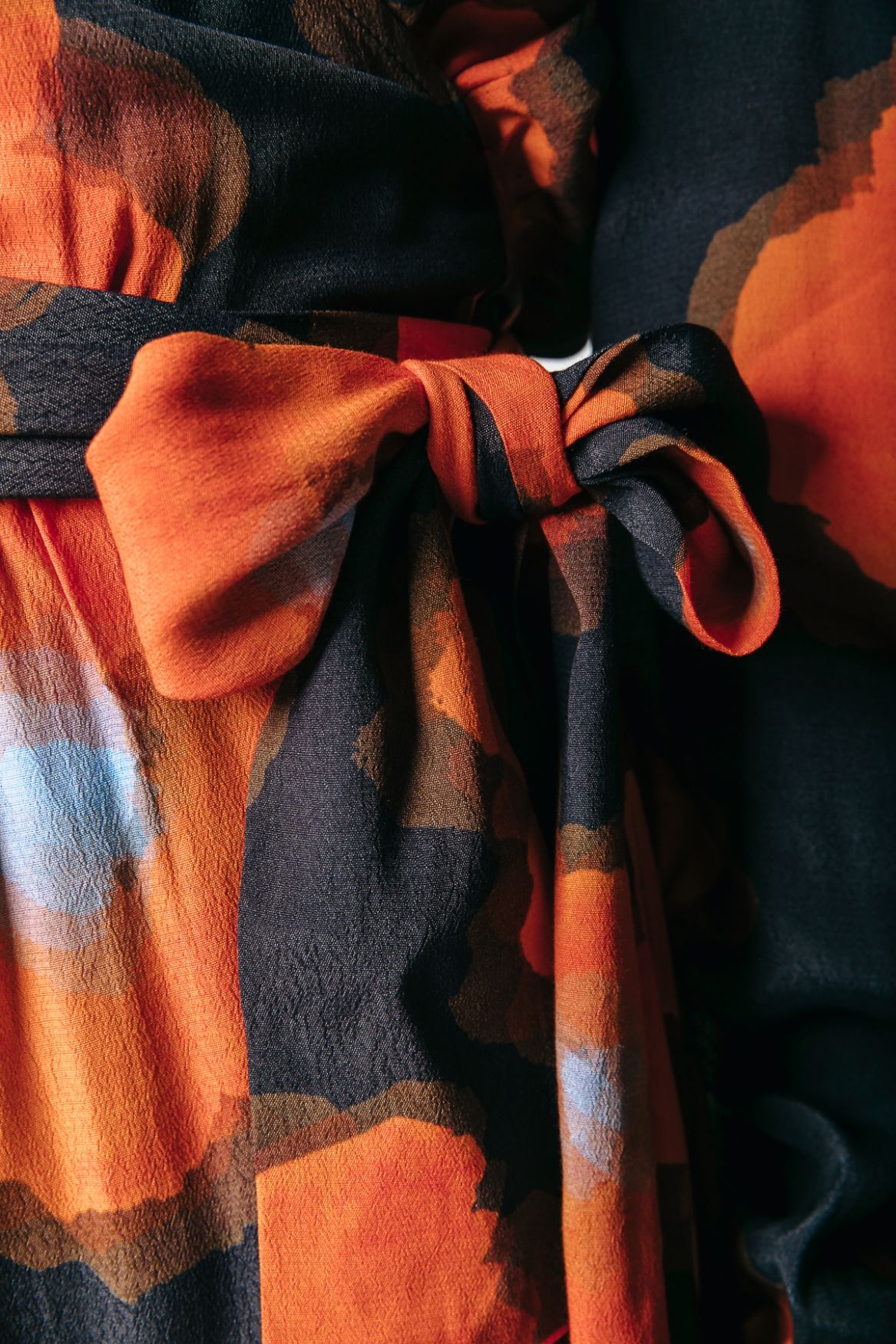 Colourful Rebel Lola Painted Flower Longsleeve Maxi Wrap Dress 723 mandarin orange 2900141260036