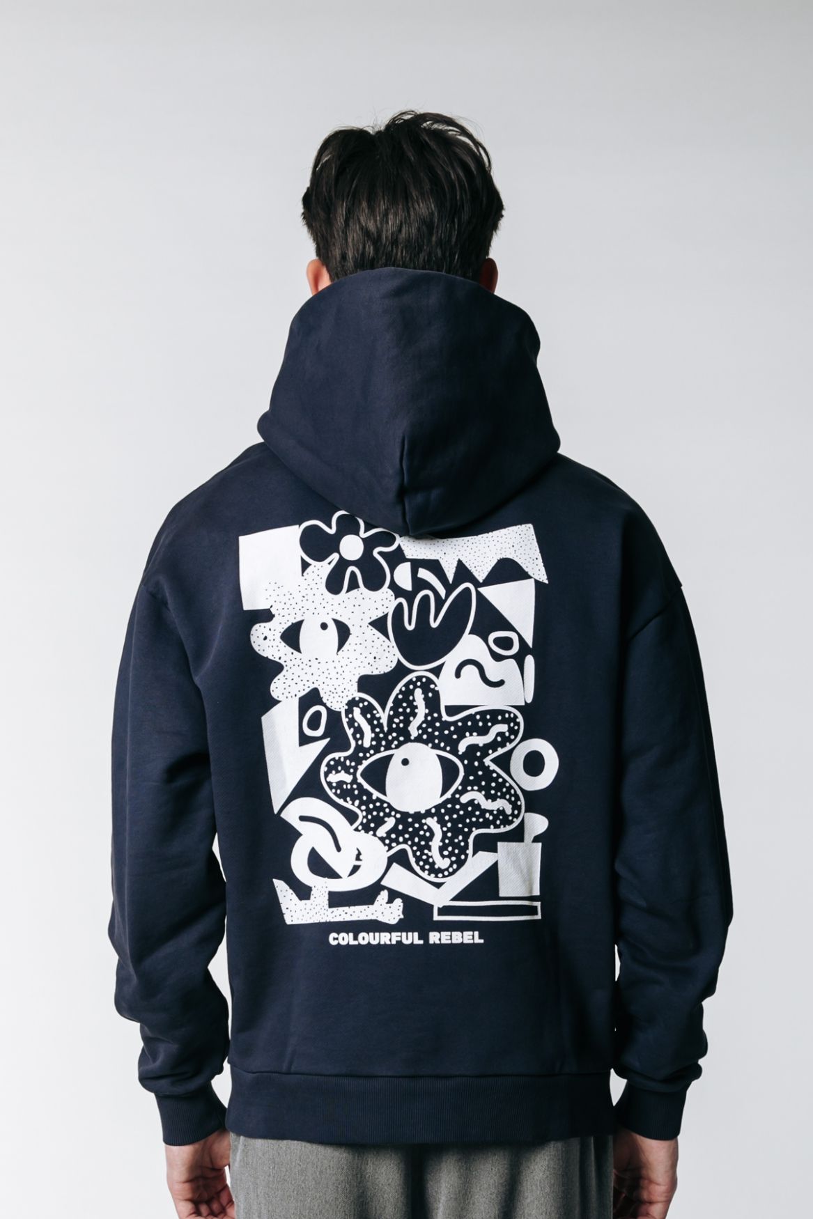 Colourful Rebel Abstract Relaxed Clean Hoodie 509 navy 2900141298046