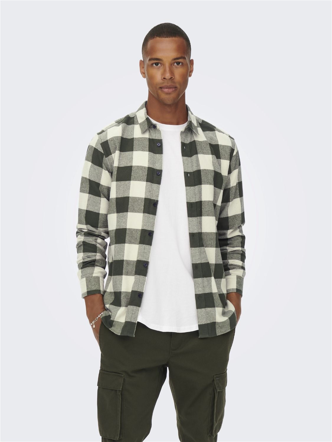 Only & Sons ONSGUDMUND LS CHECKED SHIRT NOOS Forest Night/SILVER LINING 2900150761029