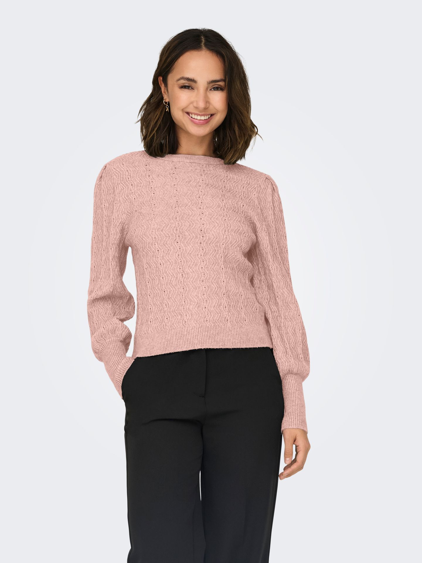 Only ONLKATIA LS STRUCT PUFF O-NECK NCA Rose Smoke/ELECTRON 2900159355045