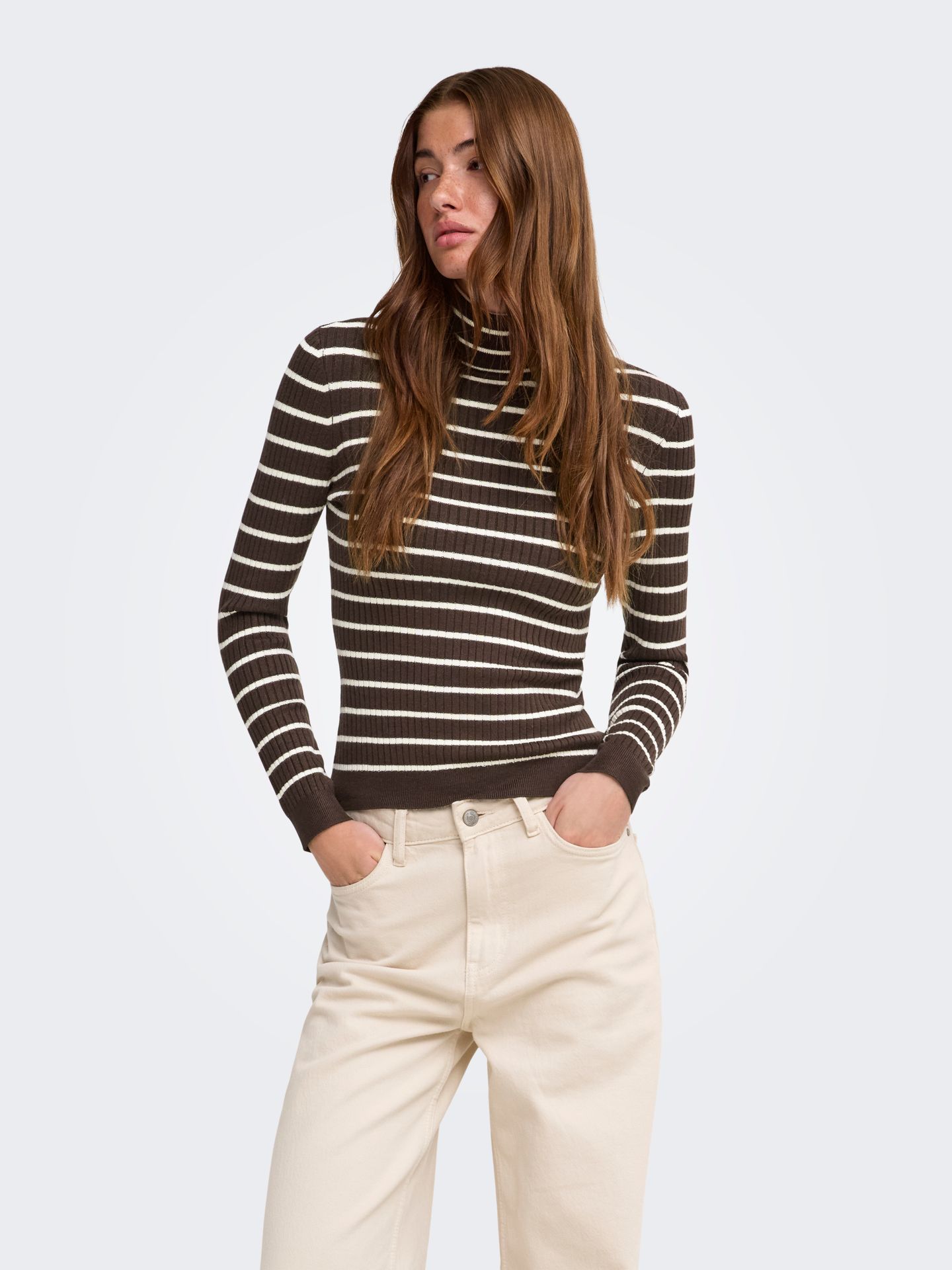 Only ONLKAROL L/S ROLLNECK PULLOVER KNT Coffee Bean/Black heart 00105261-EKA26011400003676