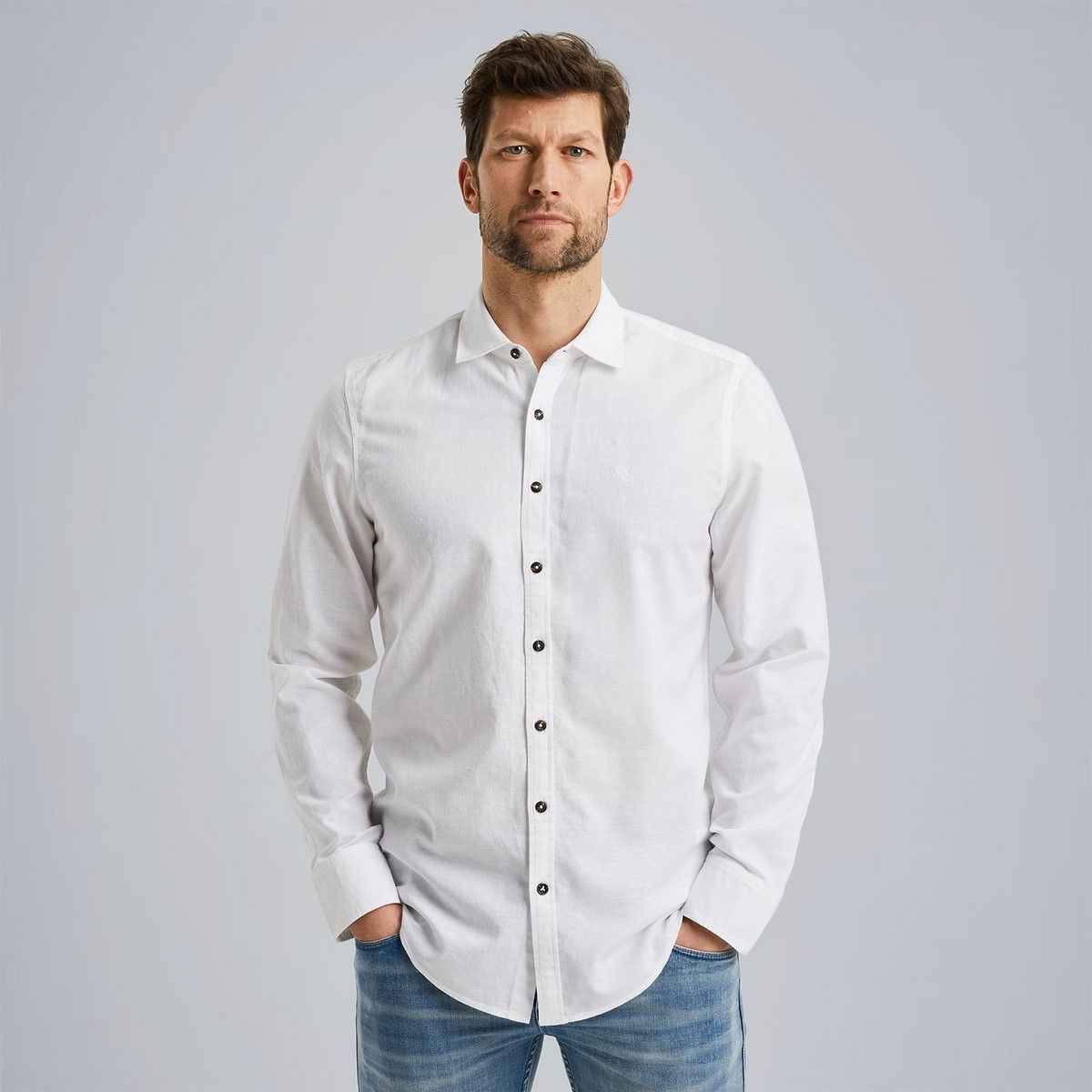 Pme Legend Long Sleeve Shirt Ctn/Linen Bright White 00105289-7003
