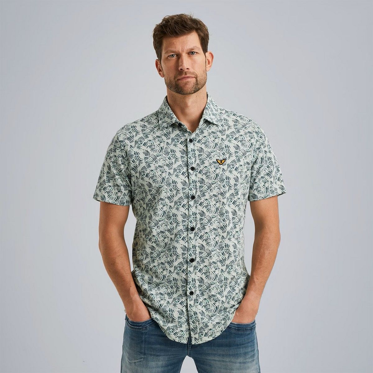 Pme Legend Short Sleeve Shirt Print On Jersey Harbor Gray 00105291-6009