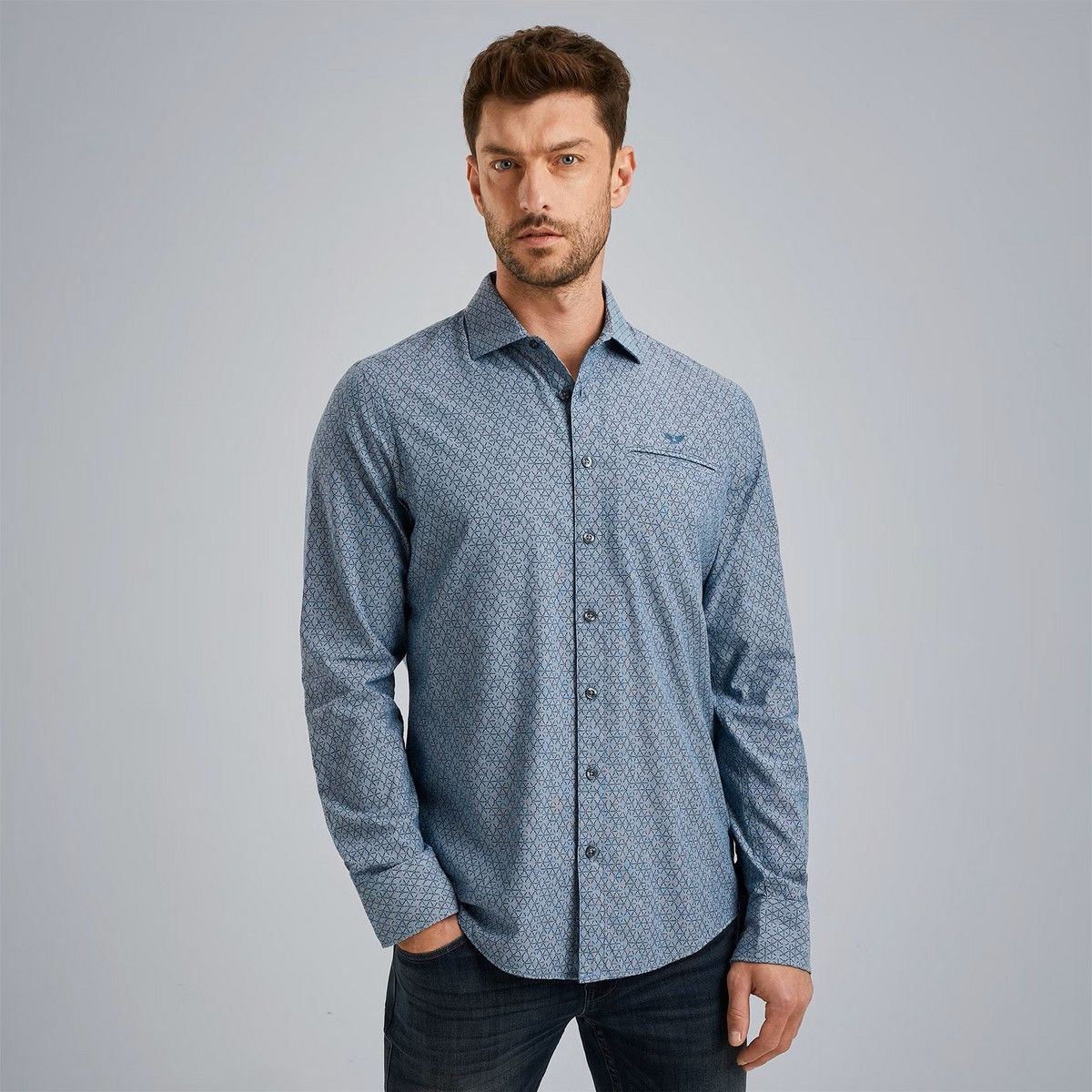 Pme Legend Long Sleeve Shirt Print On YD Chec Ensign Blue 00105319-5055