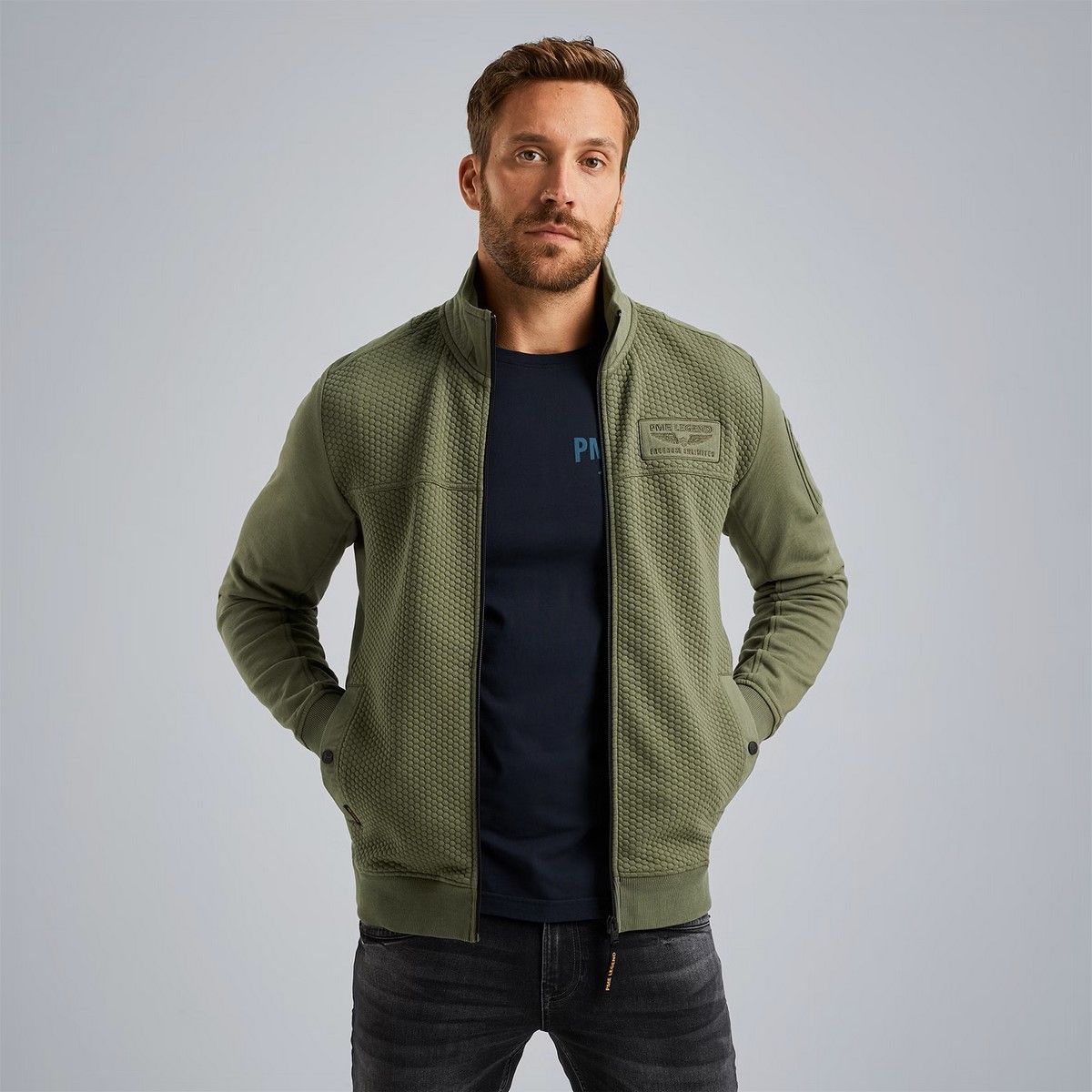 Pme Legend Zip jacket jacquard interlock swea Deep Lichen Green 2900141495056