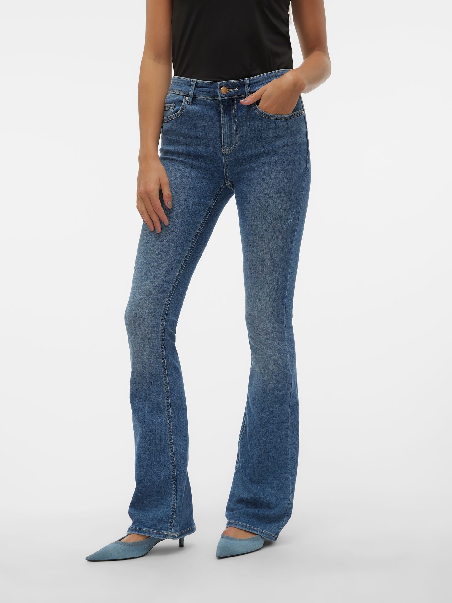 Vero Moda VMFLASH MR FLARED JEANS LI347 GA NO Medium Blue Denim 00105336-EKA26011400000591