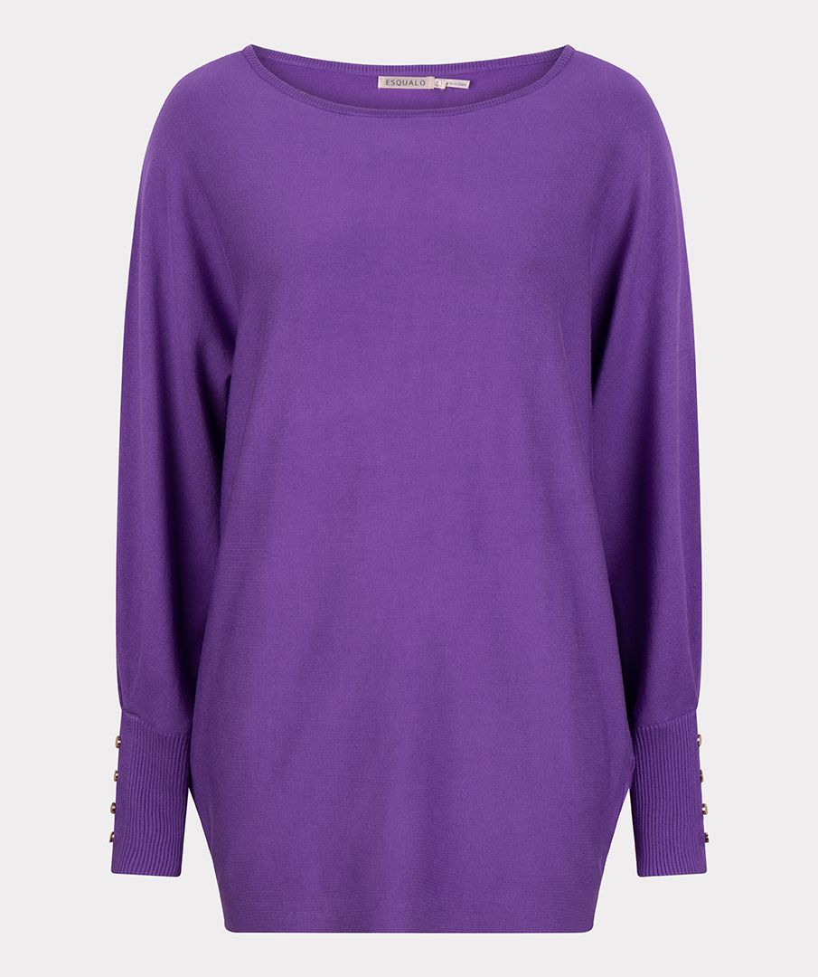 Esqualo Sweater batwing buttoned cuff 590 deep lavender 00105357-EKA26009300000020