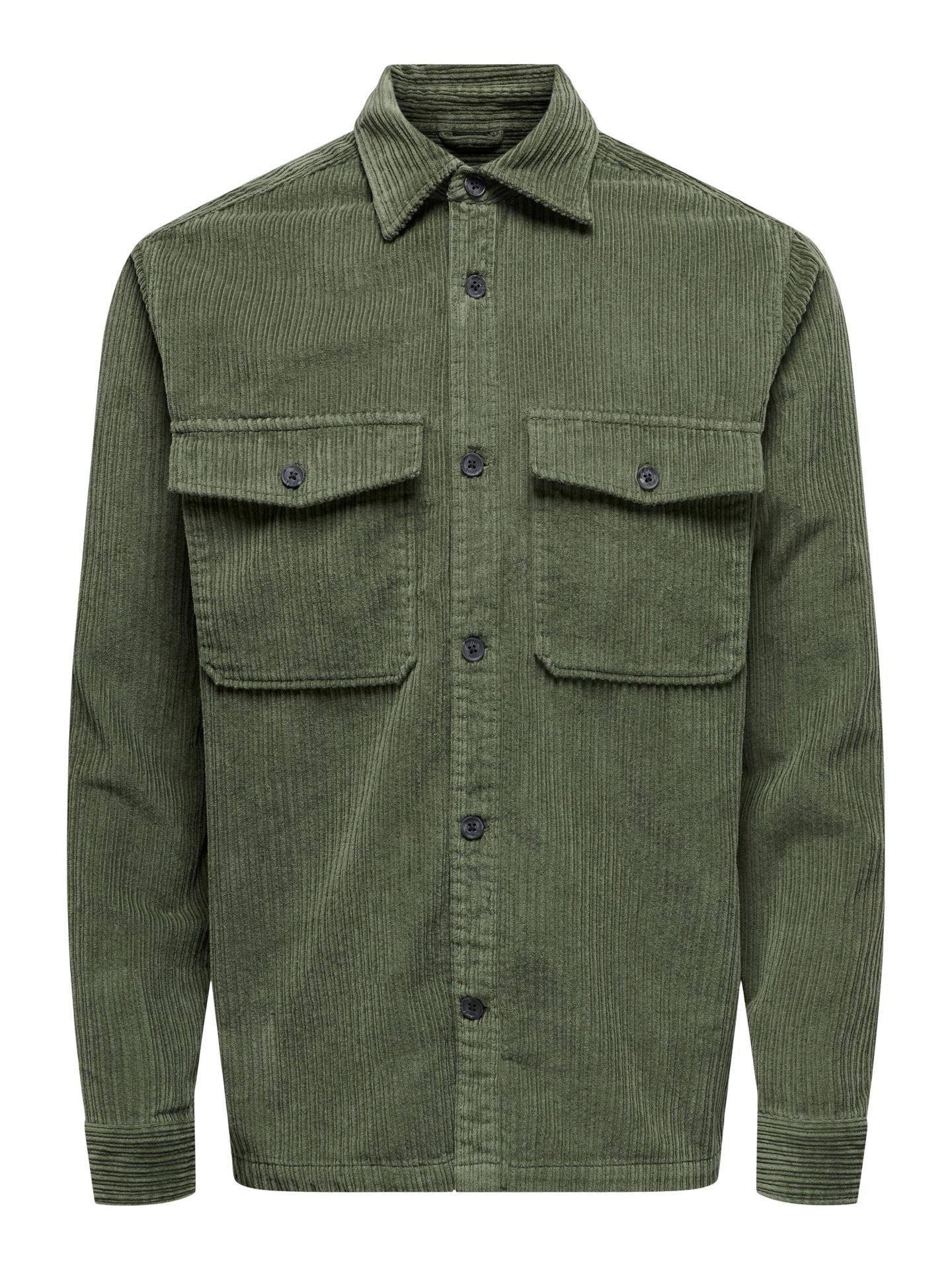 Only & Sons ONSLEDGER OVR LS 2-PKT CORD SHIRT Dusty Olive 00105460-EKA26011400001968