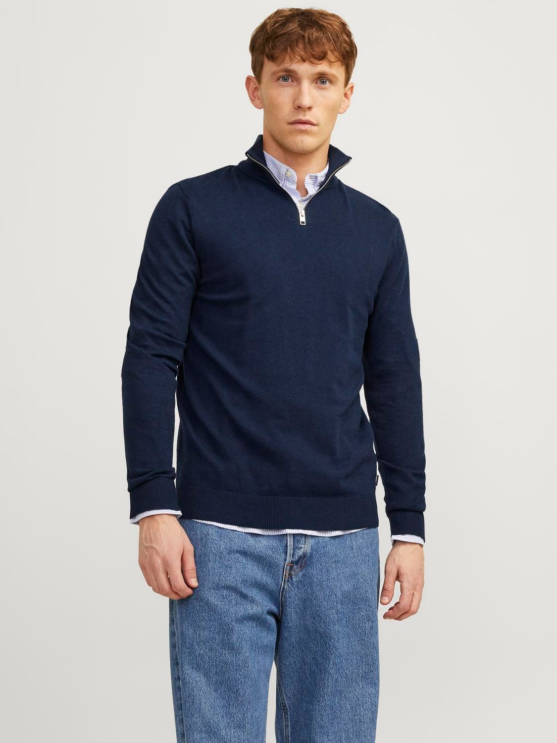 Jack & Jones JJEEMIL KNIT HALF ZIP NOOS Navy Blazer 00105462-EKA26011400000253