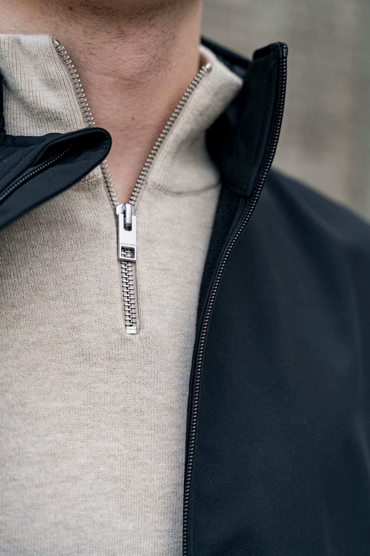 Jack & Jones JJEEMIL KNIT HALF ZIP NOOS Oatmeal/Melange 2900159911043