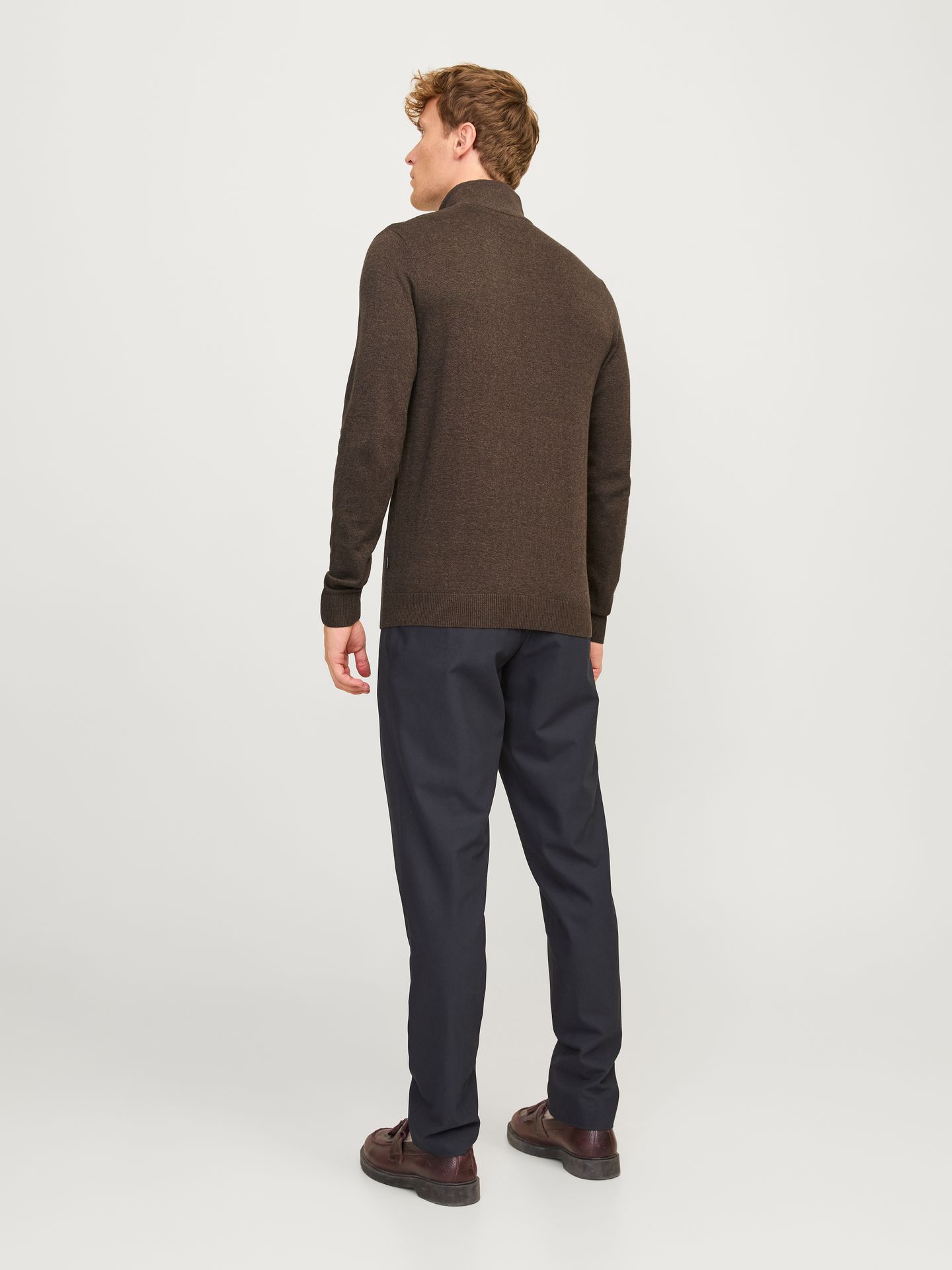 Jack & Jones JJEEMIL KNIT HALF ZIP NOOS Mulch/TWIST 2900168543051