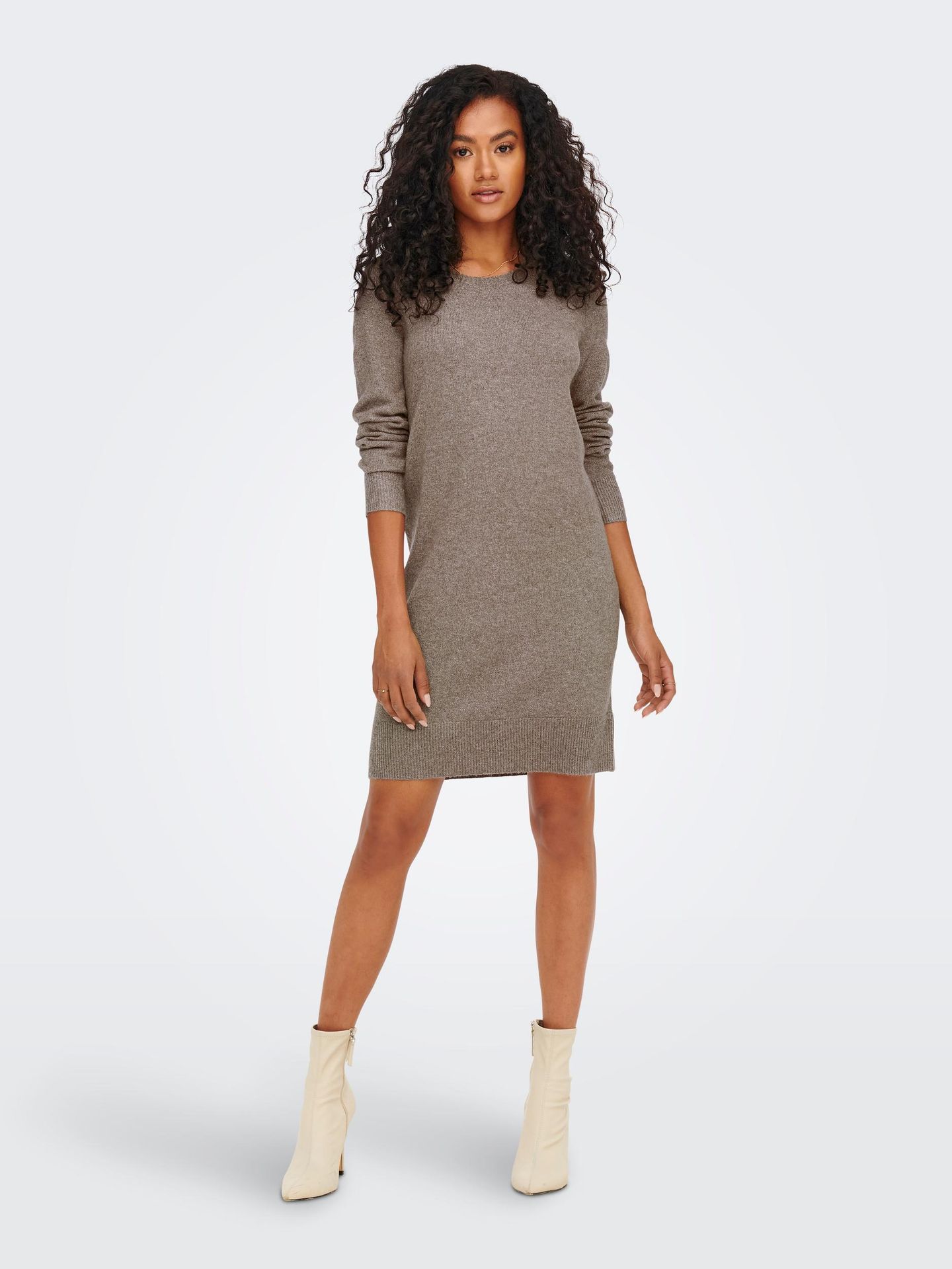 Only ONLRICA LIFE L/S O-NECK DRESS KNT N Brownie/MELANGE 2900141740033