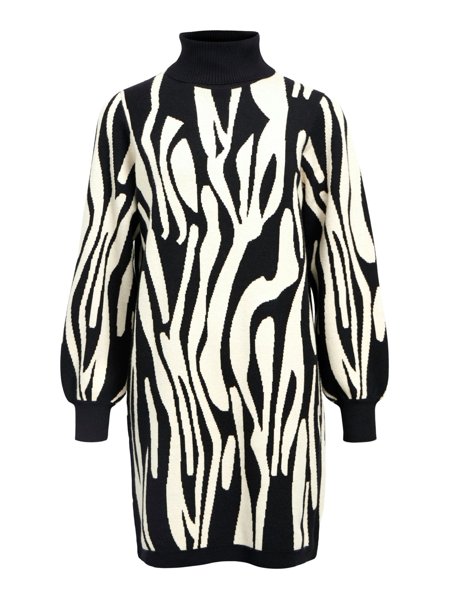 Object OBJRAY L/S KNIT ROLLNECK DRESS AOP Black/SANDSHELL ANIMAL 00105470-EKA22000400000062