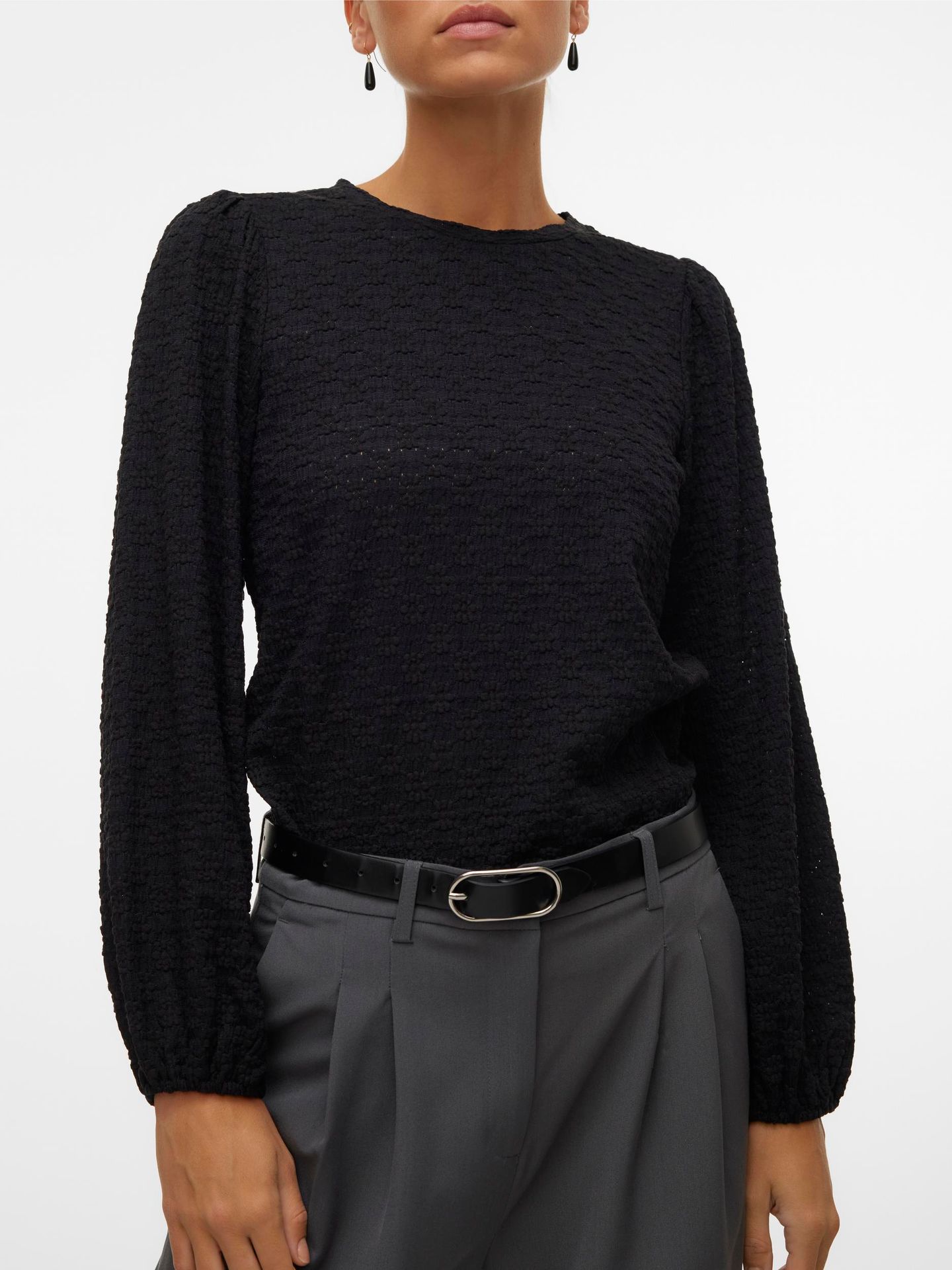 Vero Moda VMFLOWER LS PUFF SLEEVE TOP JRS Black 2900141763018