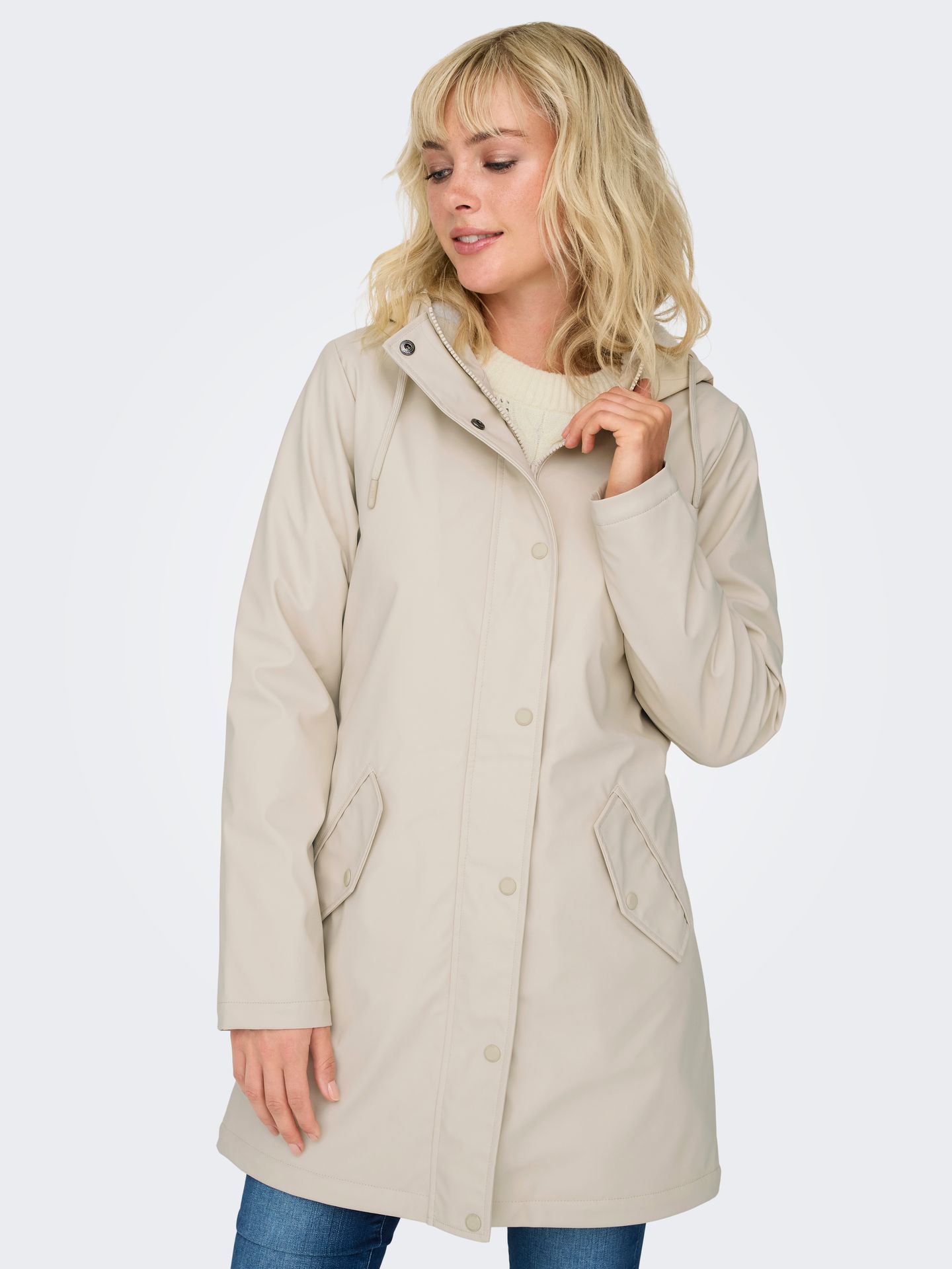 Only ONLSALLY RAINCOAT OTW NOOS Oatmeal/MELANGE 2900150981052