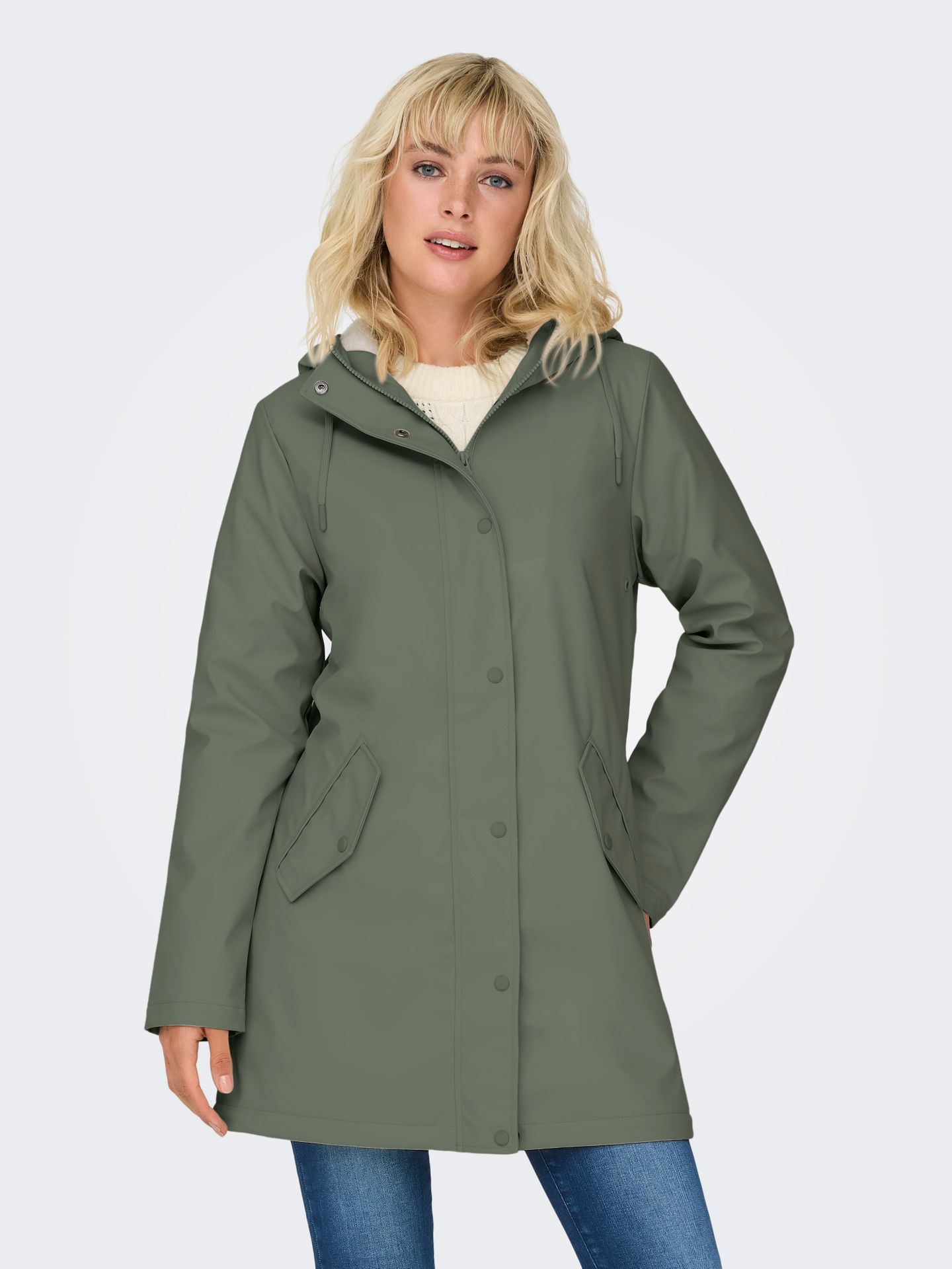 Only ONLSALLY RAINCOAT OTW NOOS Castor Gray/WHITE TEDDY 00105522-EKA26011400003071